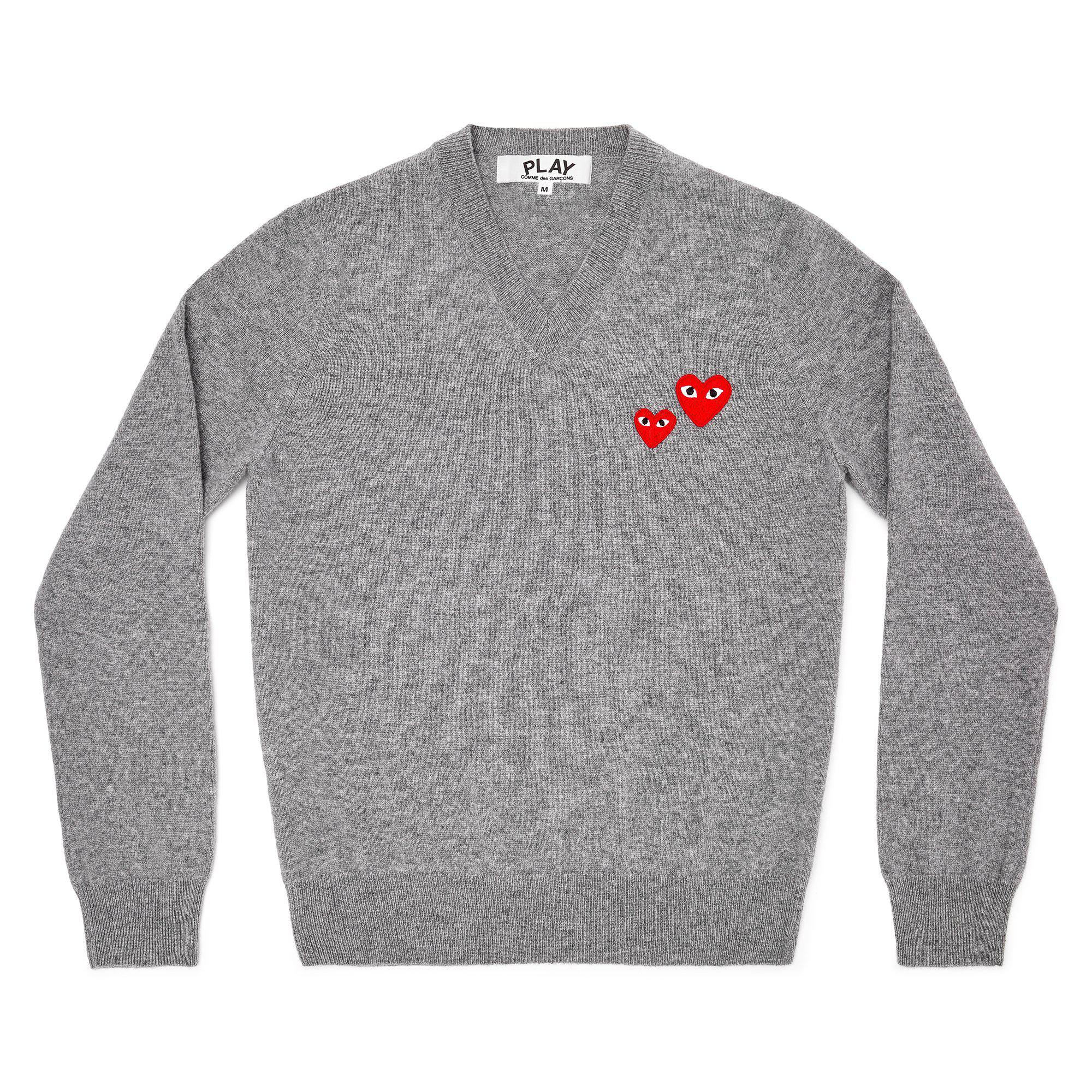 Play - Double Heart Jumper - (Grey) by COMME DES GARCONS