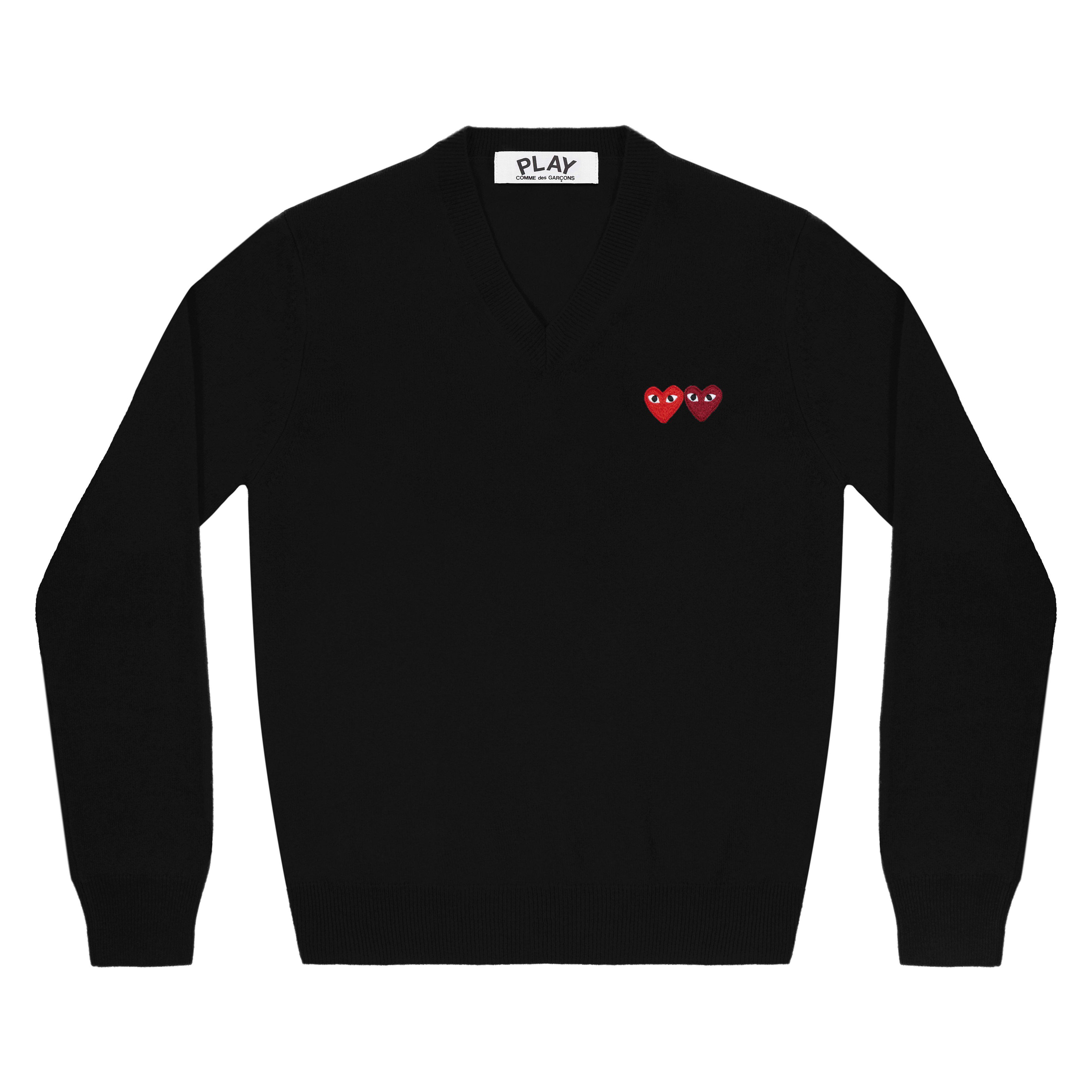 Play - Double Heart Sweater - (Black) by COMME DES GARCONS
