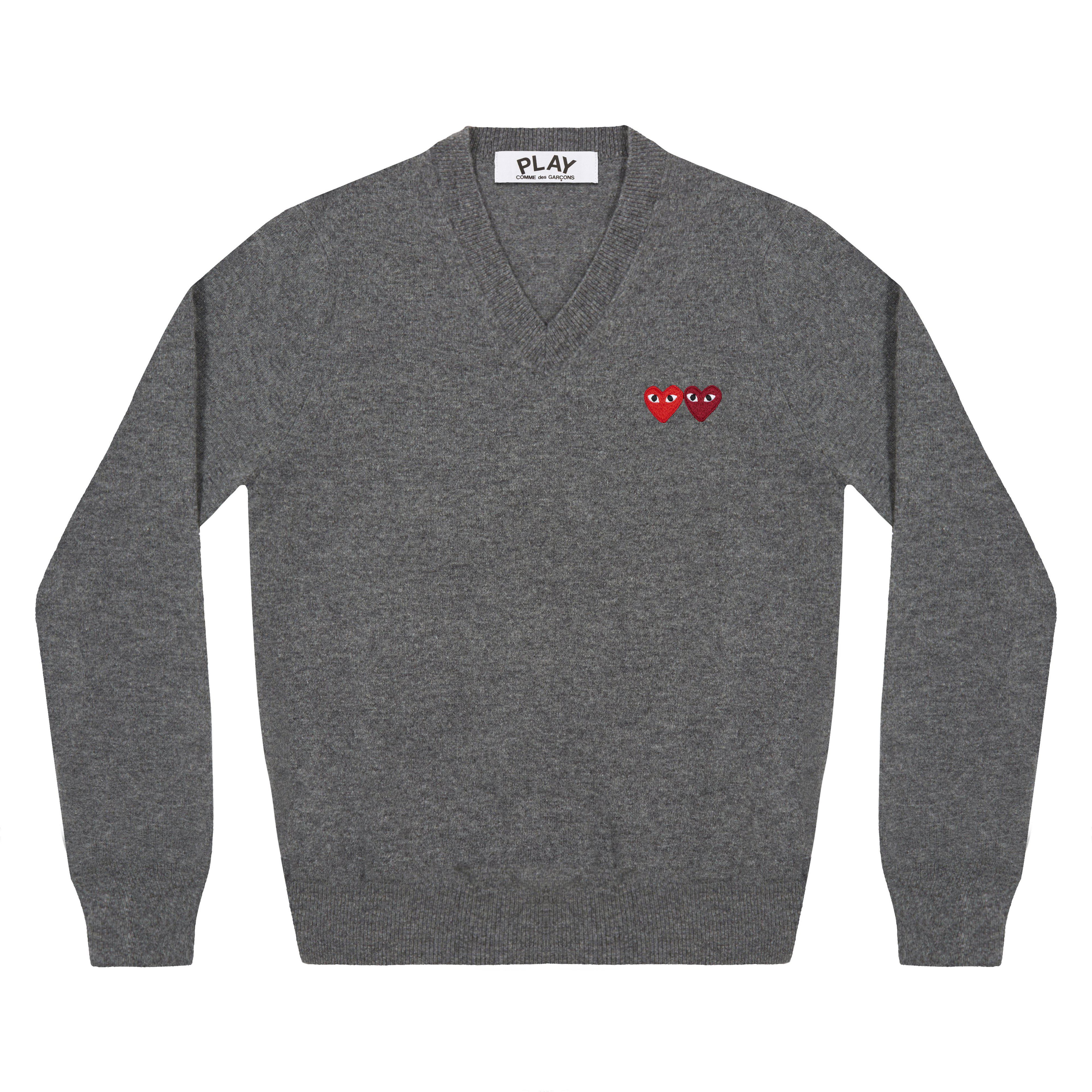 Play - Double Heart Sweater - (Grey) by COMME DES GARCONS