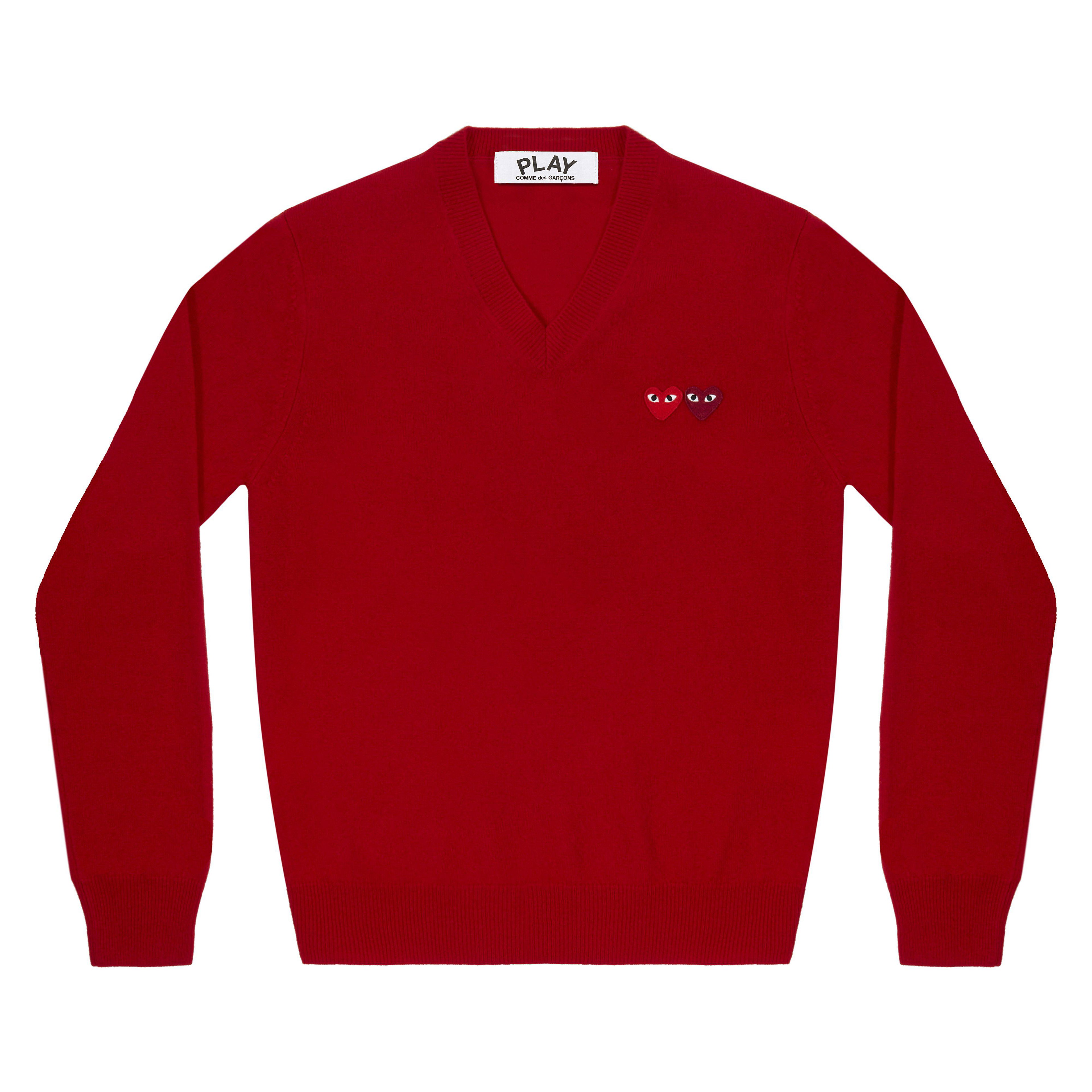 Play - Double Heart Sweater - (Red) by COMME DES GARCONS