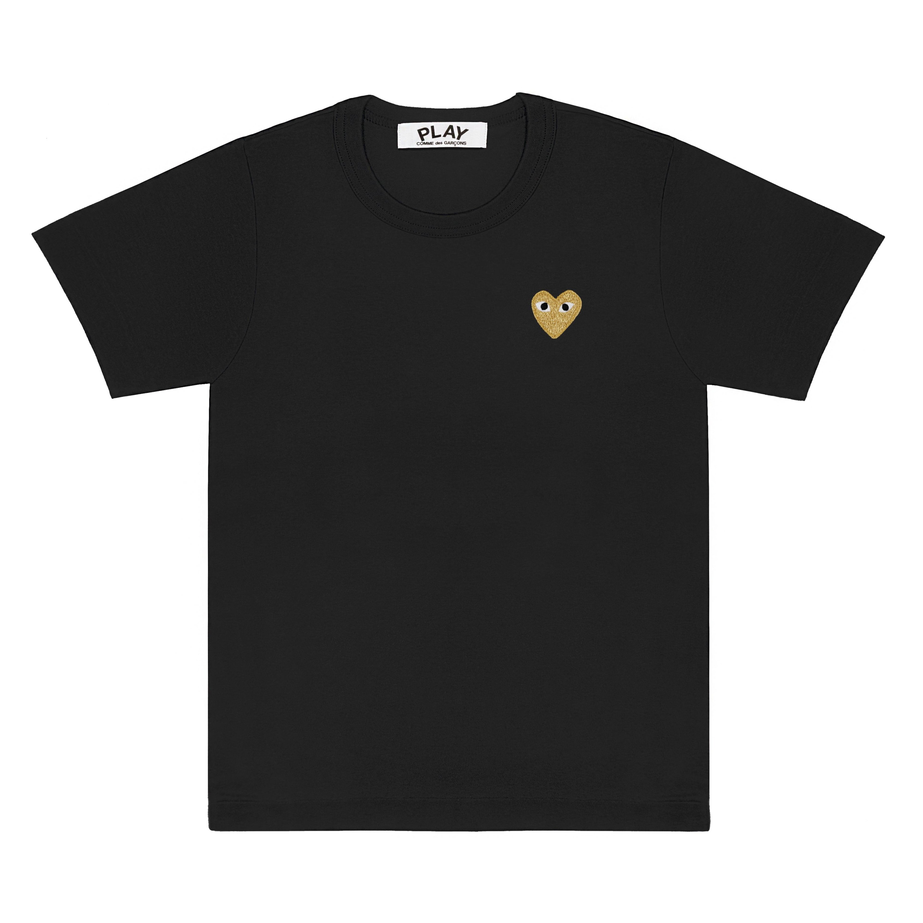 Play - Gold Heart T-Shirt - (Black) by COMME DES GARCONS