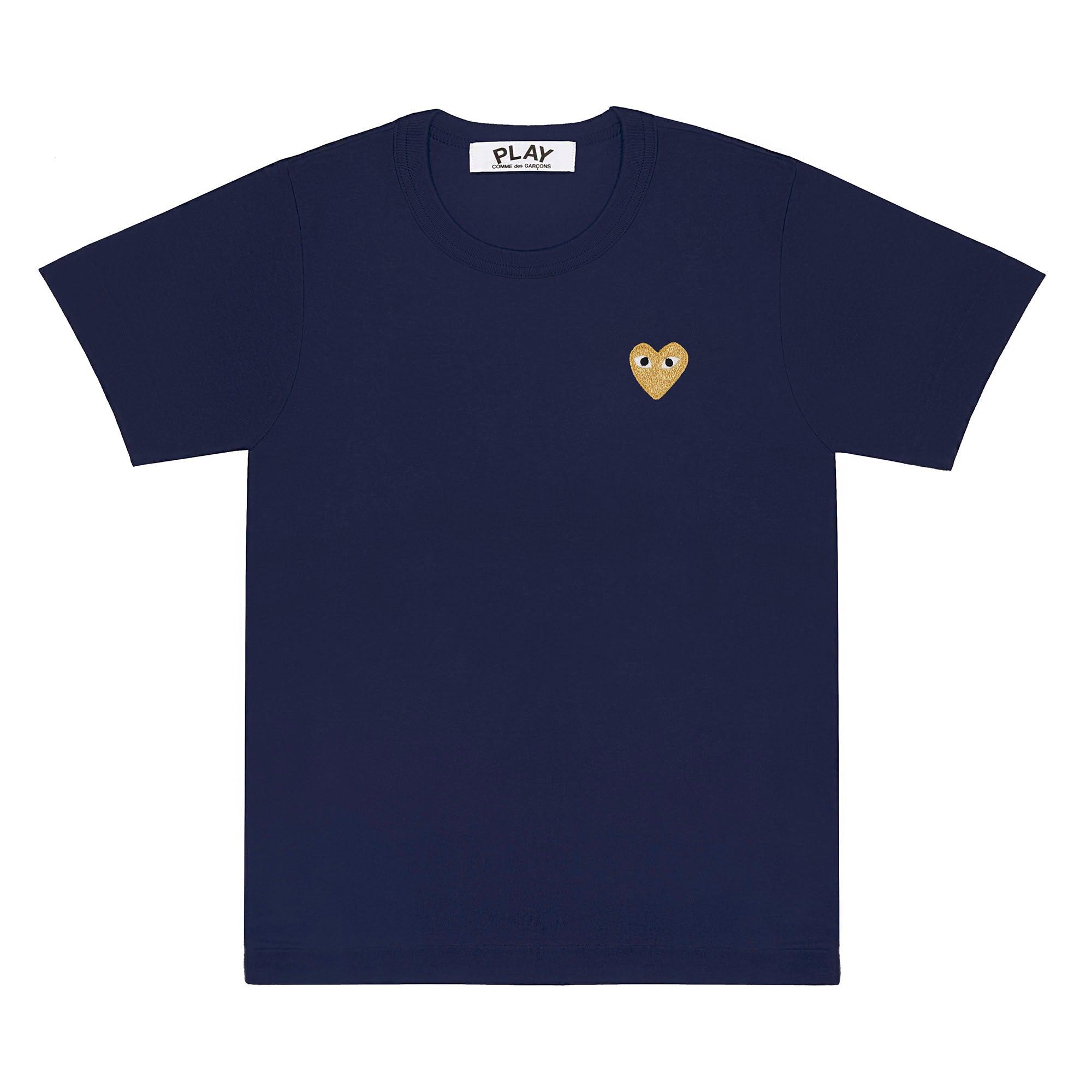Play - Gold Heart T-Shirt - (T215)(T216)(Navy) by COMME DES GARCONS