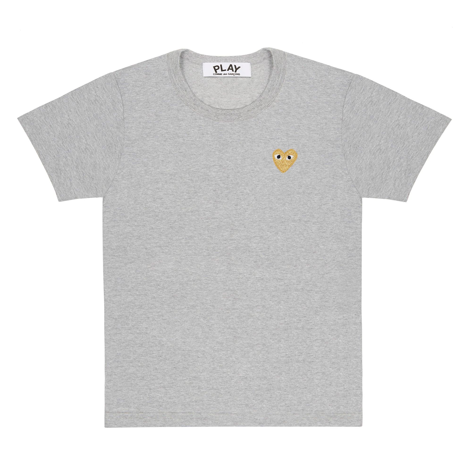 Play - Gold Heart T-Shirt - (T215)(T216)(Top Grey) by COMME DES GARCONS