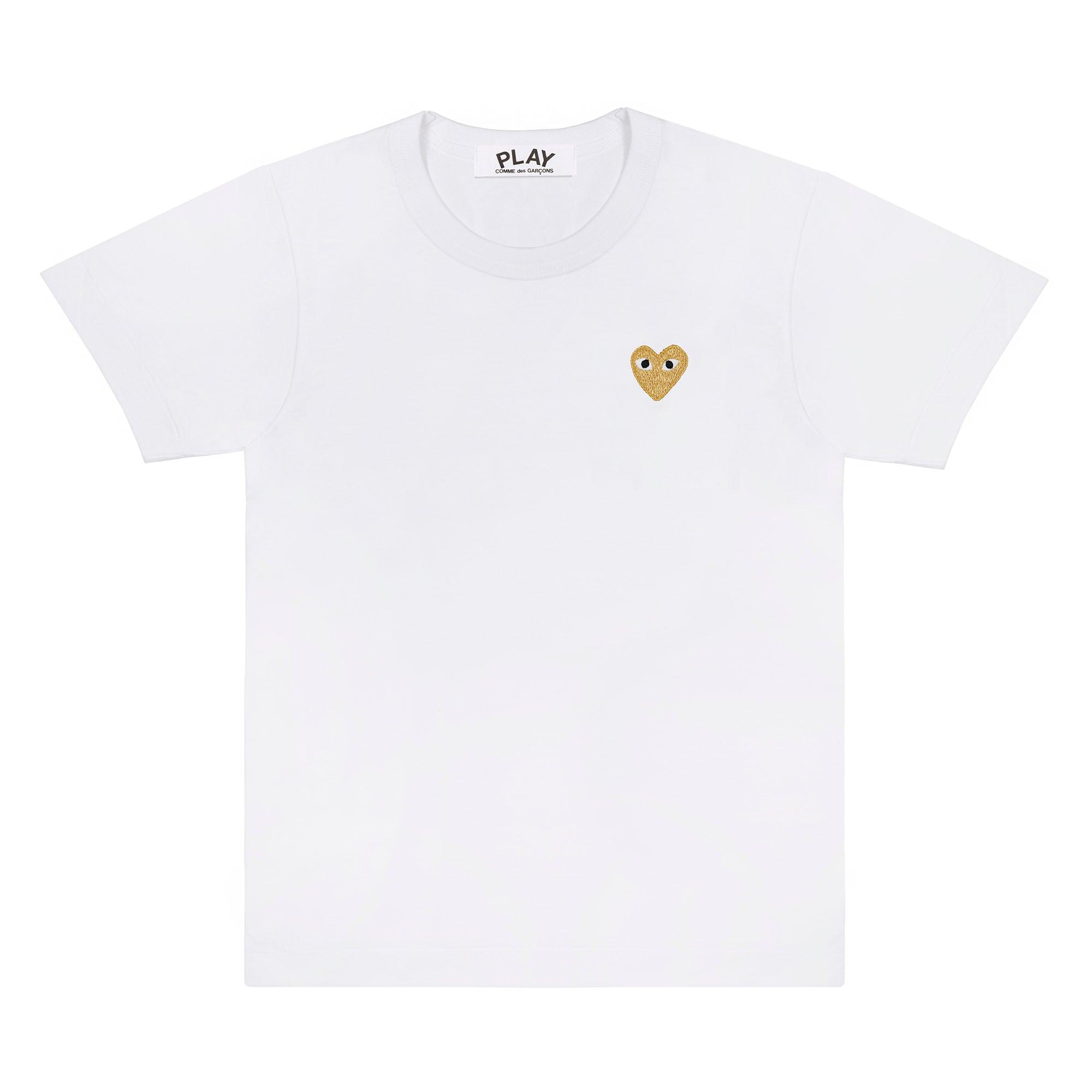 Play - Gold Heart T-Shirt - (T215)(T216)(White) by COMME DES GARCONS