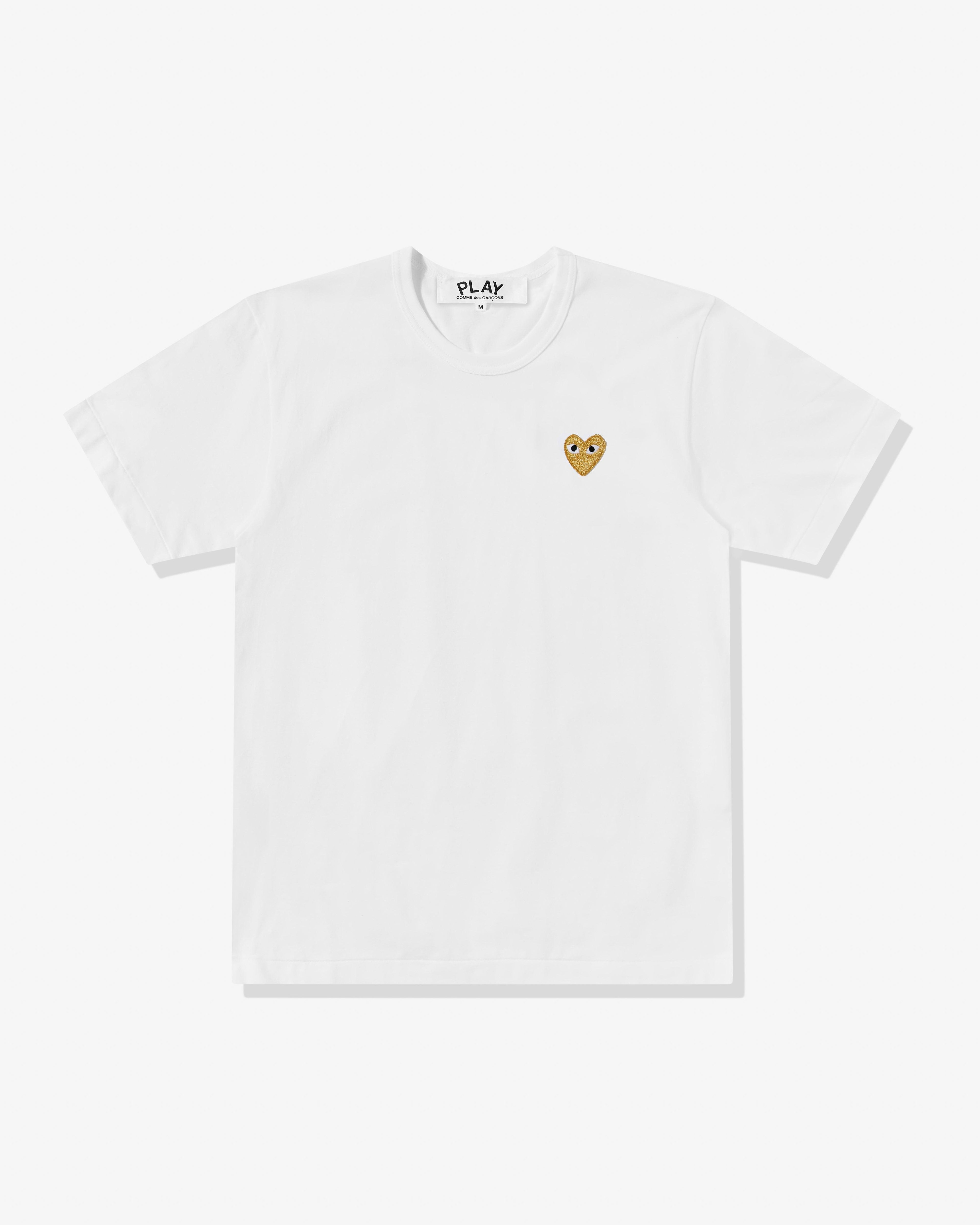Play - Gold Heart T-Shirt - (White) by COMME DES GARCONS