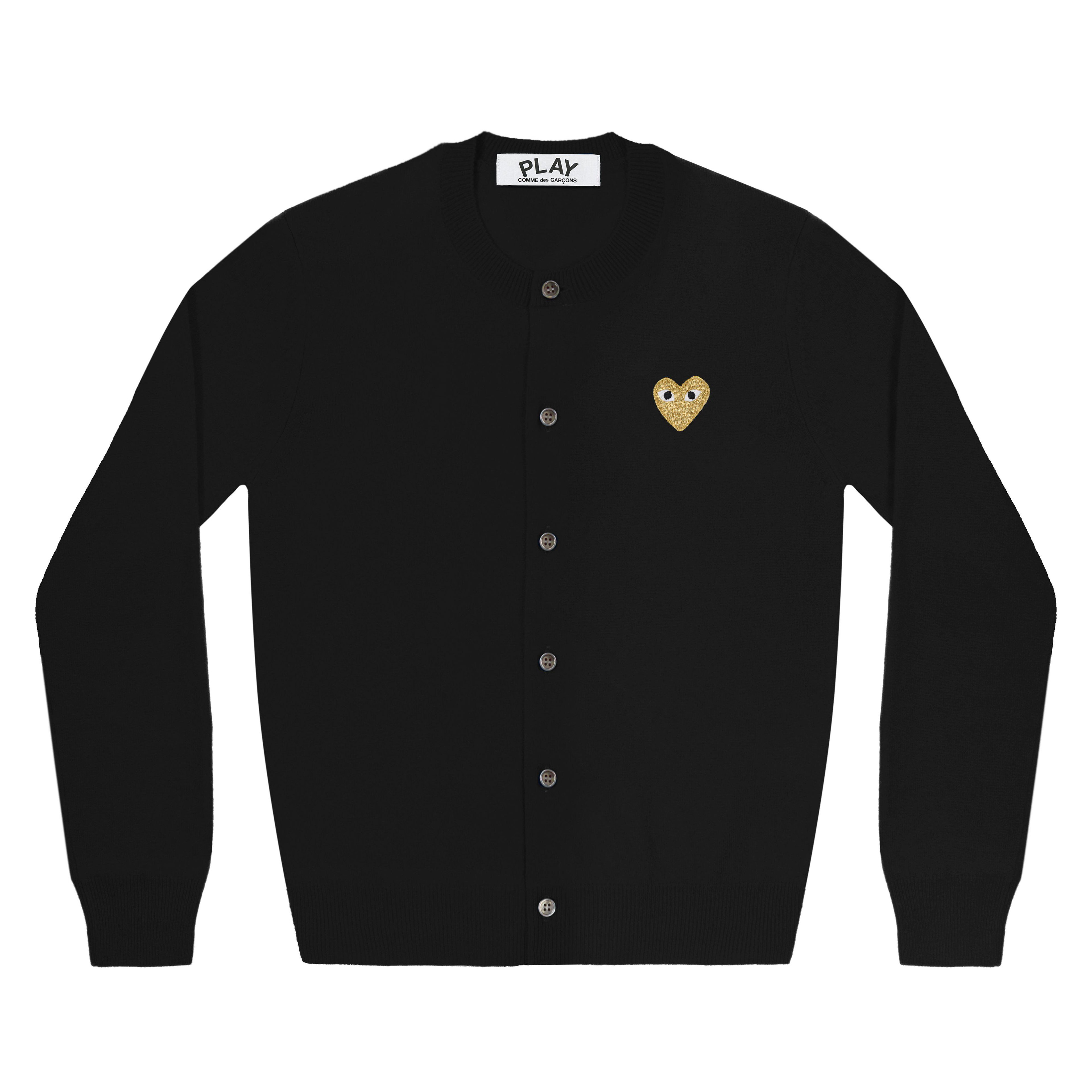 Play - Gold Heart Women’s Cardigan - (Black) by COMME DES GARCONS