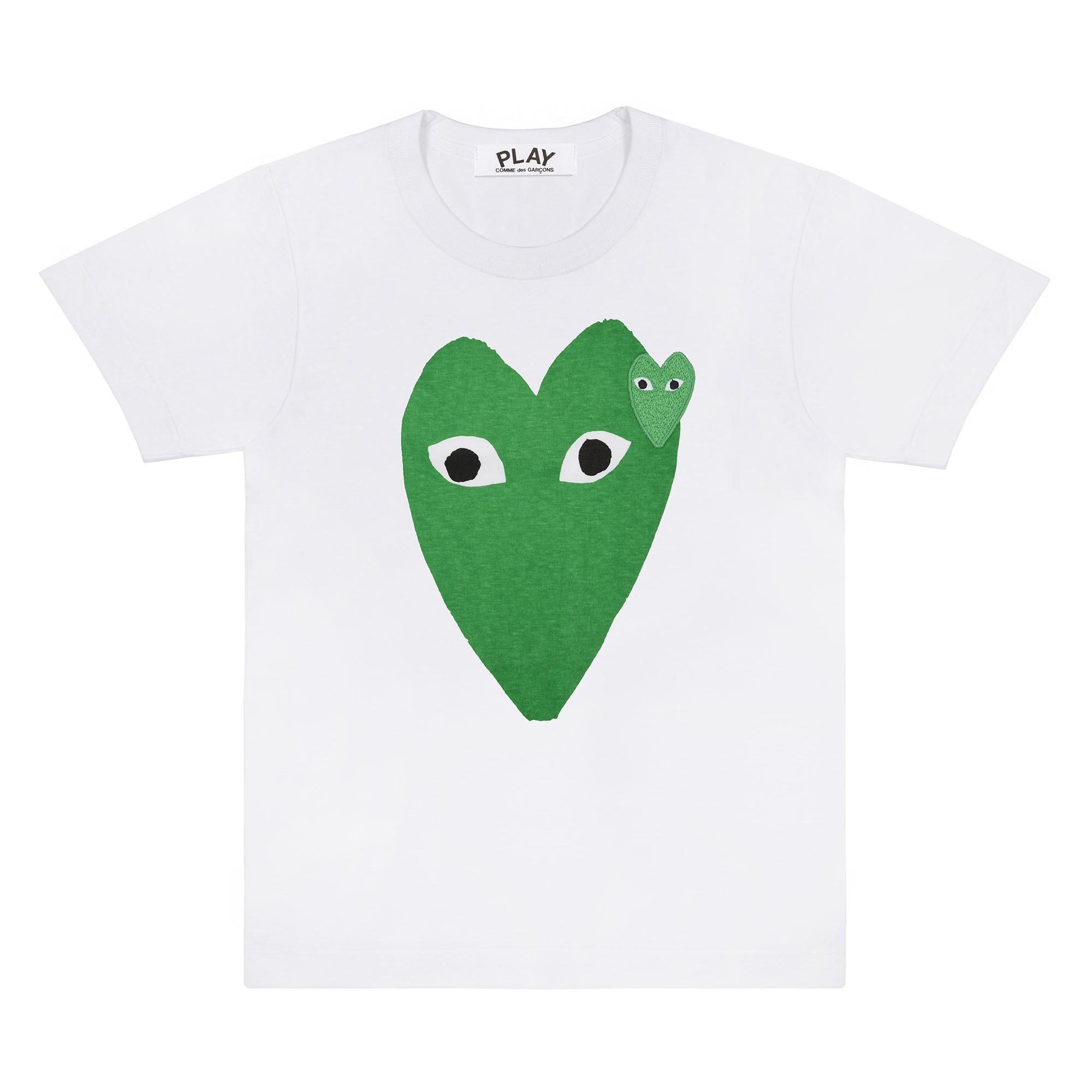 Play - Green T-Shirt - (White) by COMME DES GARCONS