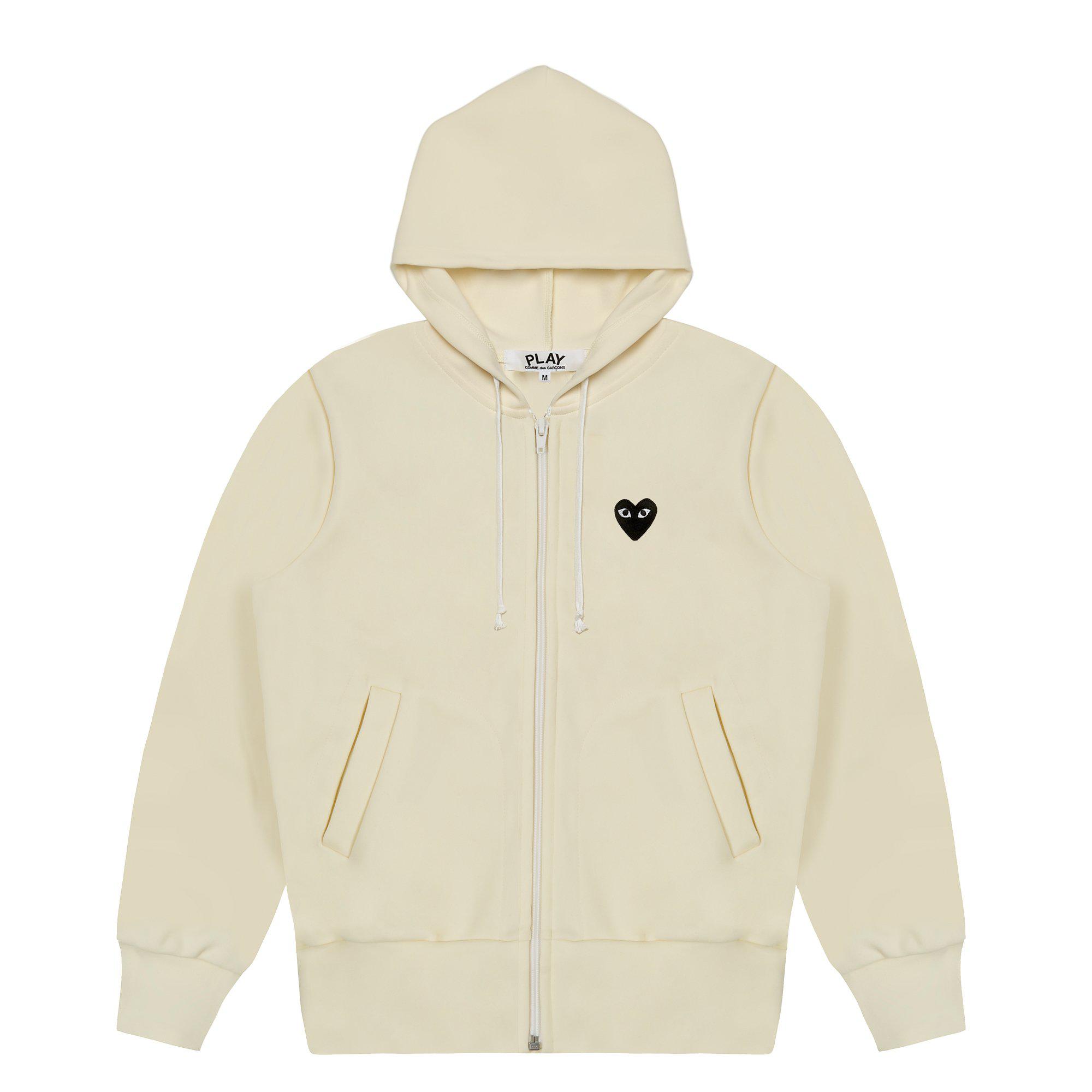 Play - Hooded Sweatshirt with Big Hearts - (Ivory) by COMME DES GARCONS