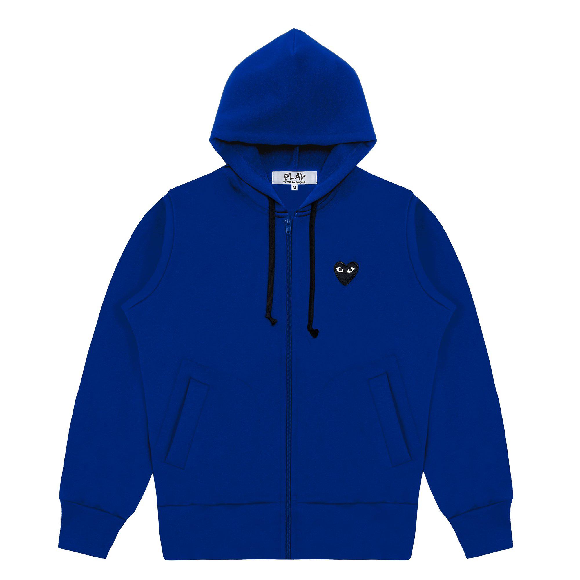 Play - Hooded Sweatshirt with Big Hearts - (Navy) by COMME DES GARCONS