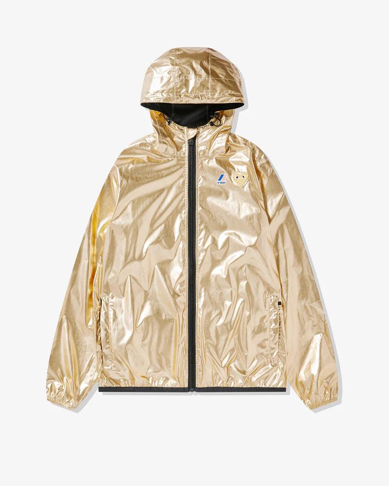 Play - K-Way Gold Heart Zip Jacket - (Gold) by COMME DES GARCONS