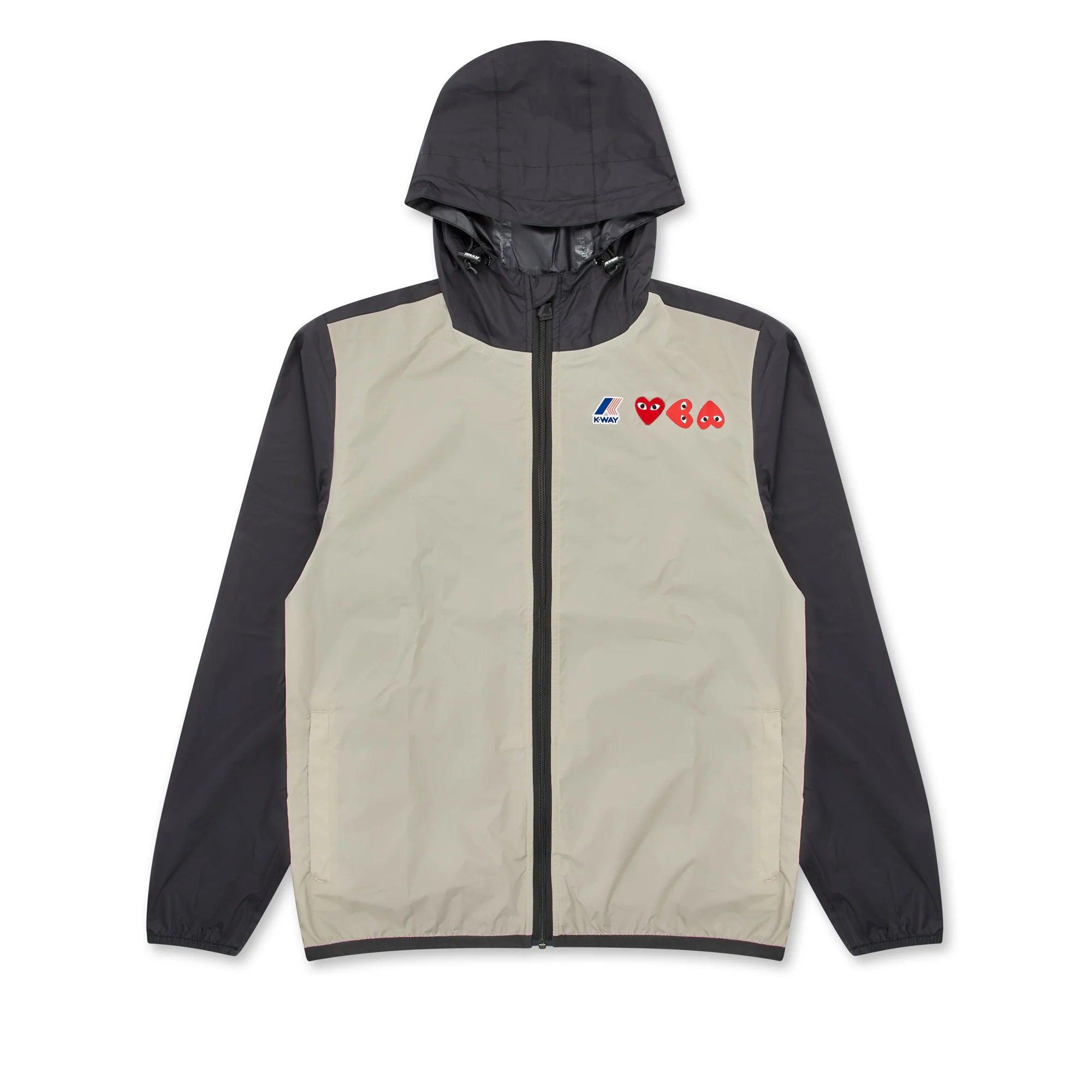 Play - K-Way Zip Jacket - (Beige/Black) by COMME DES GARCONS