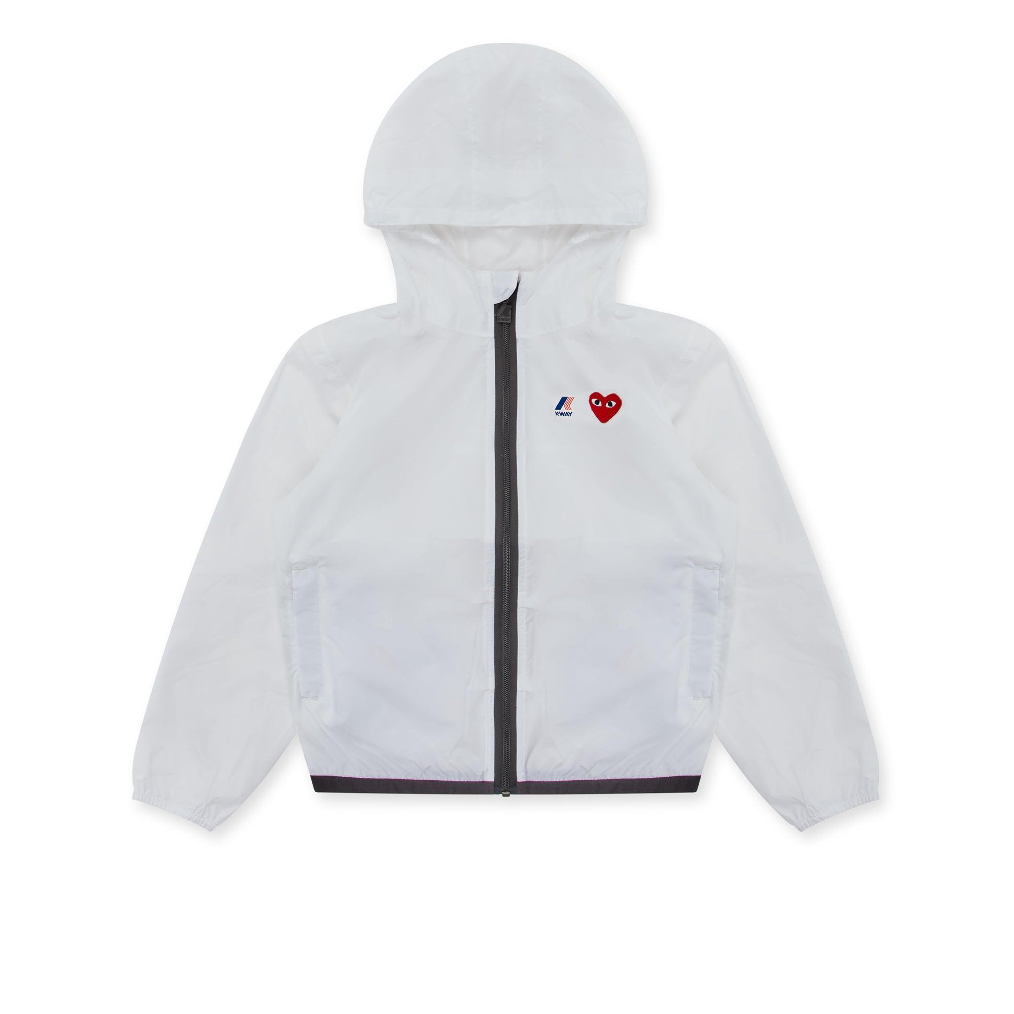 Play - Kids K-Way Zip Jacket - (White) by COMME DES GARCONS
