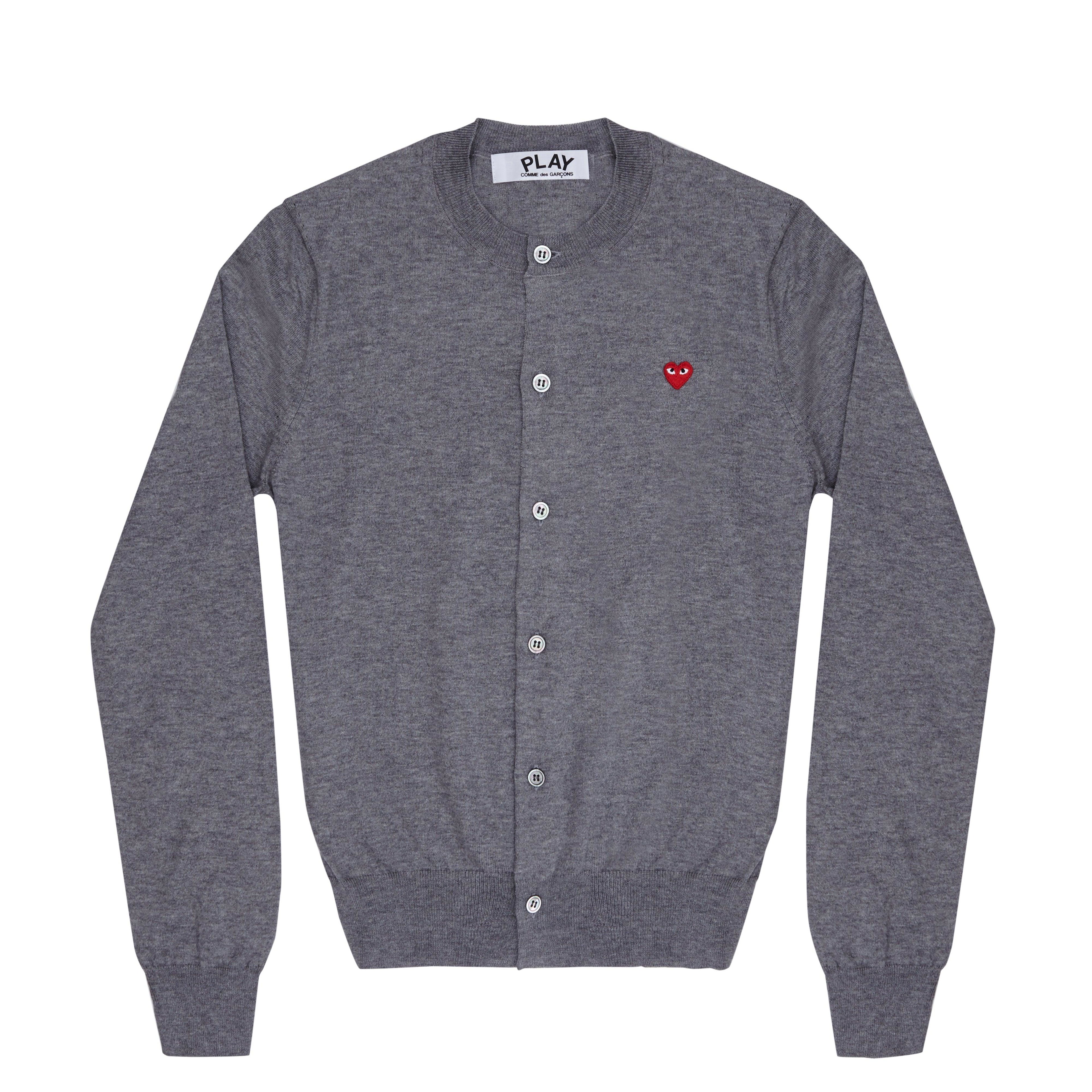 Play Little Red Heart Ladies' Cotton Cardigan (Grey) by COMME DES GARCONS