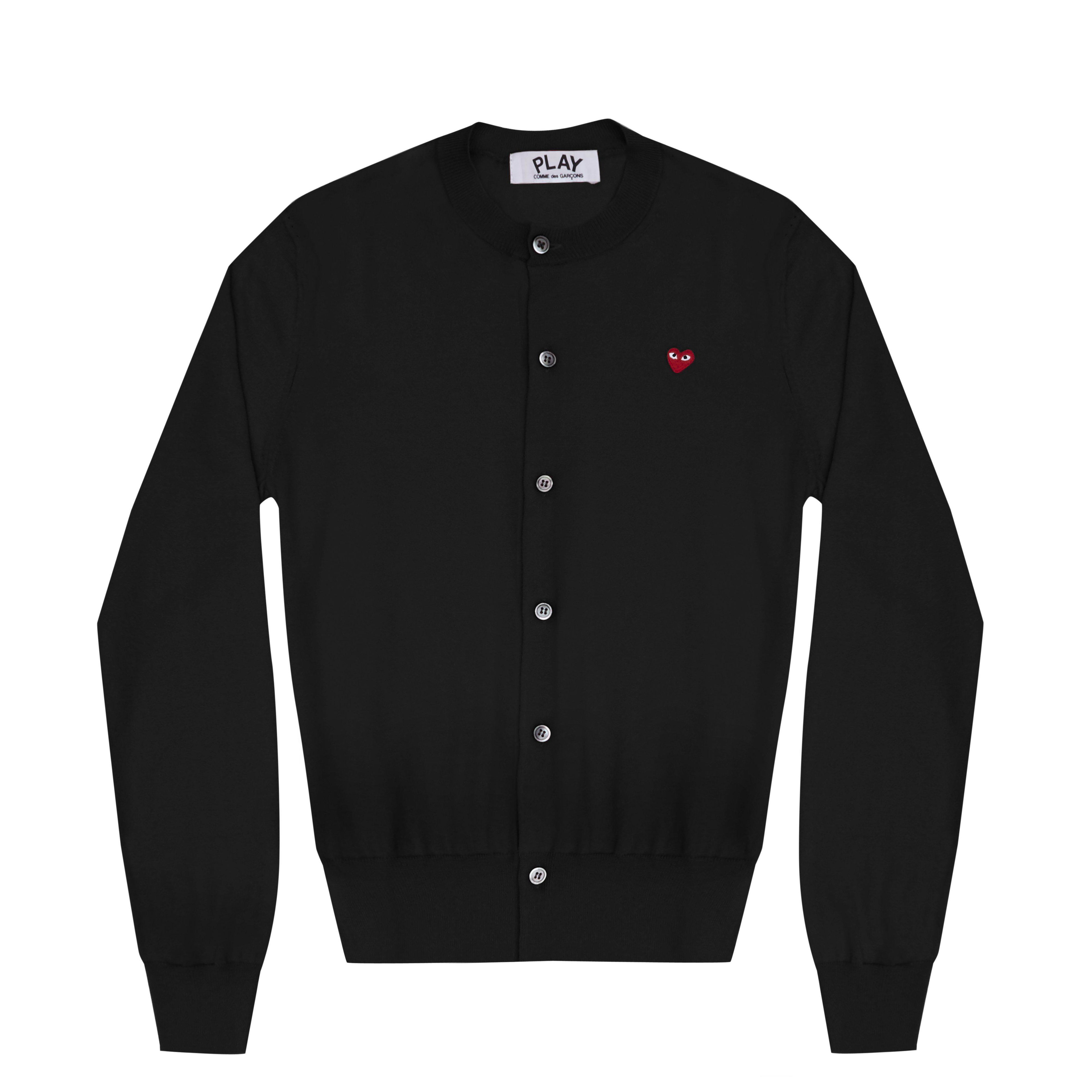 Play - Little Red Heart Women’s Cotton Cardigan - (Black) by COMME DES GARCONS