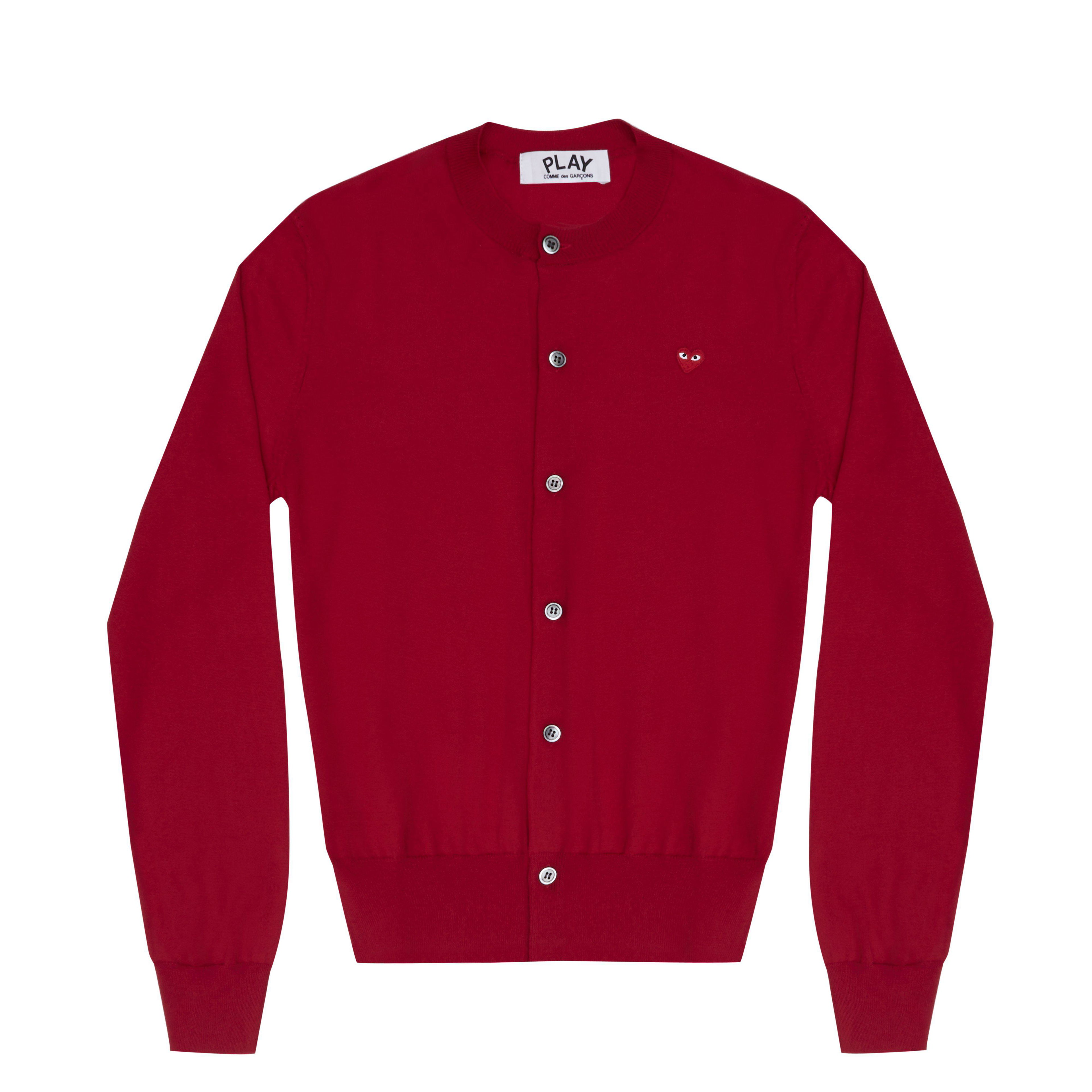 Play - Little Red Heart Women’s Cotton Cardigan - (Red) by COMME DES GARCONS