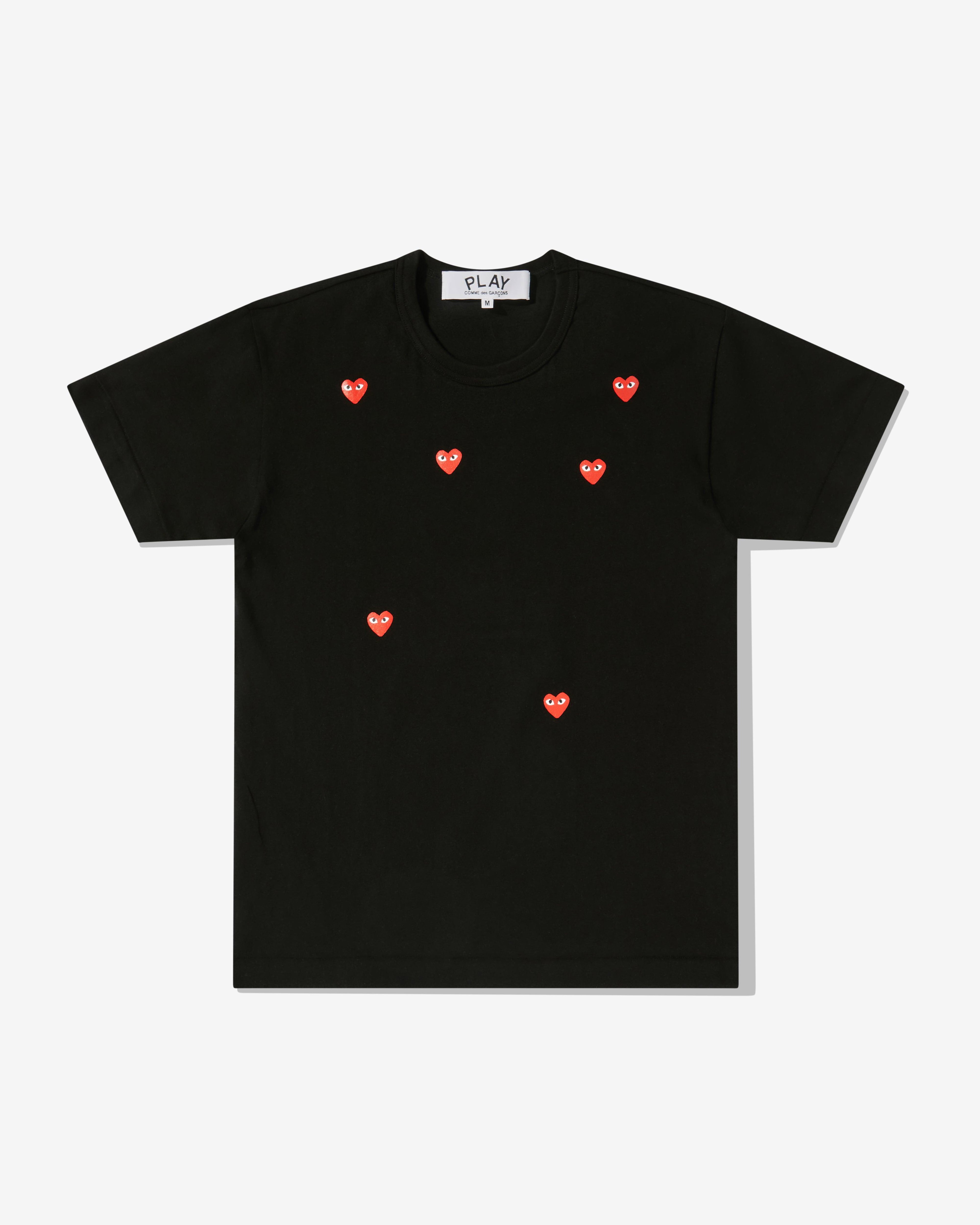 Play - Multi Red Heart Logo T-Shirt - (Black) by COMME DES GARCONS