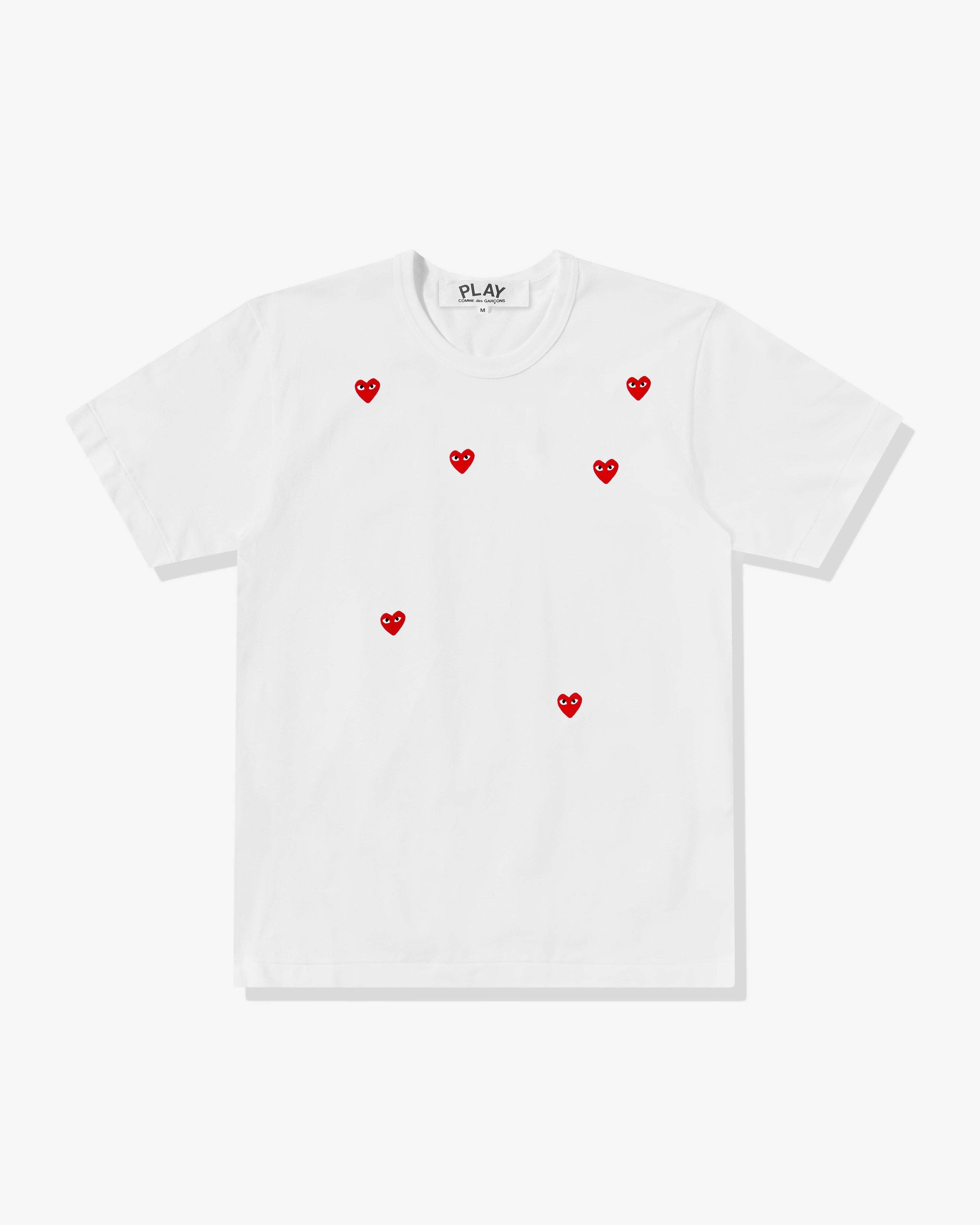 Play - Multi Red Heart Logo T-Shirt - (White) by COMME DES GARCONS