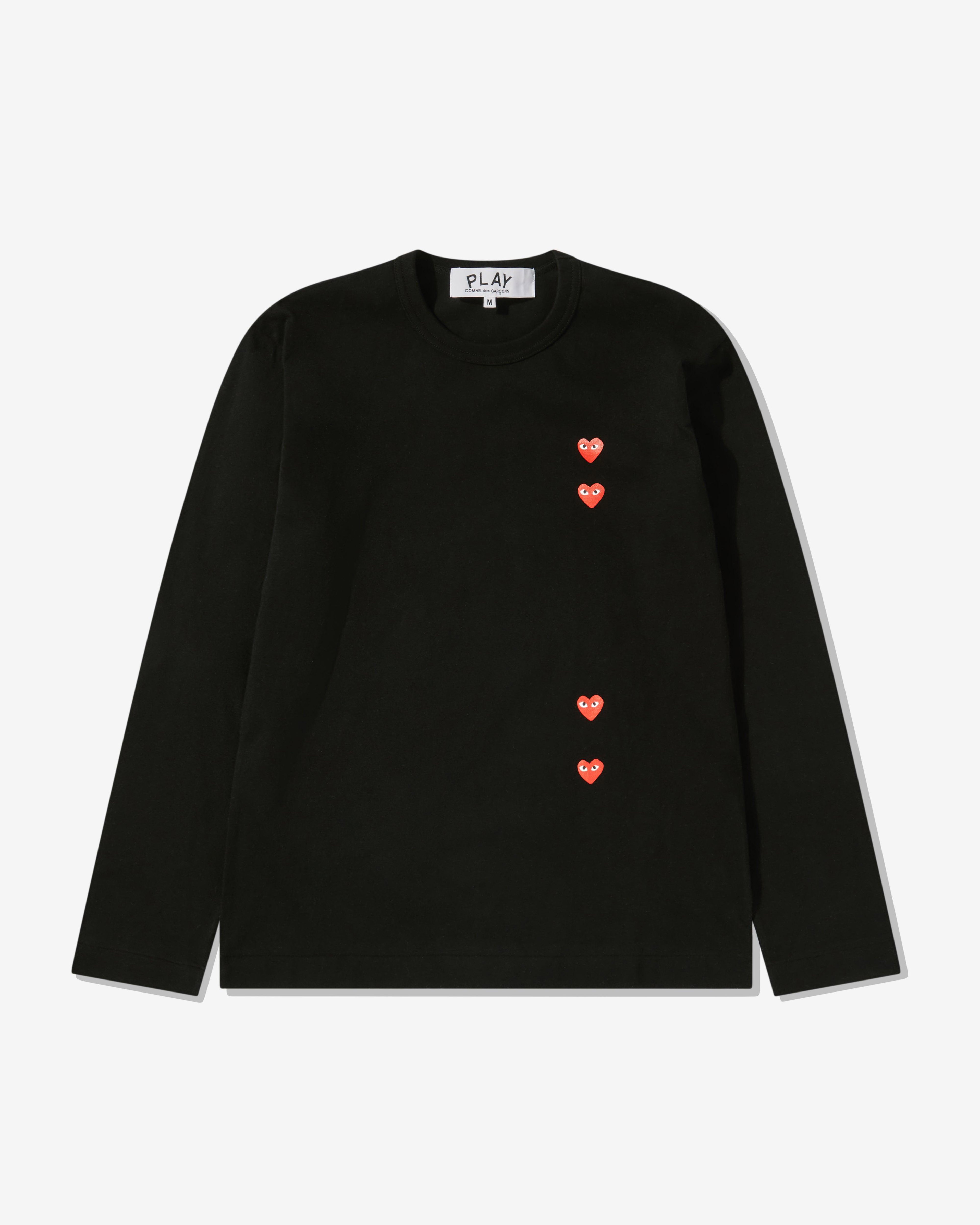 Play - Multi Red Heart Longsleeve T-Shirt - (Black) by COMME DES GARCONS