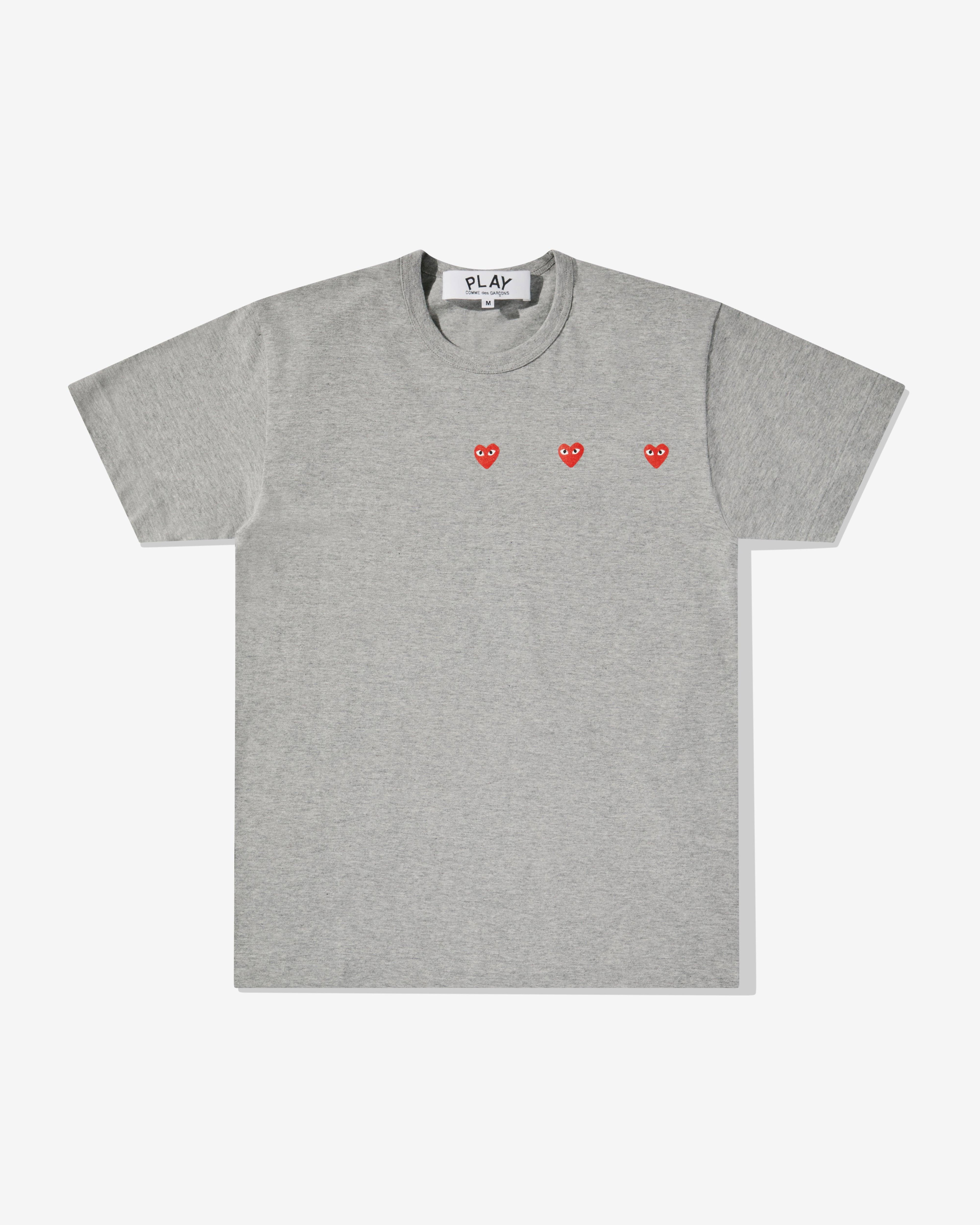 Play - Multi Red Heart T-Shirt - (Grey) by COMME DES GARCONS