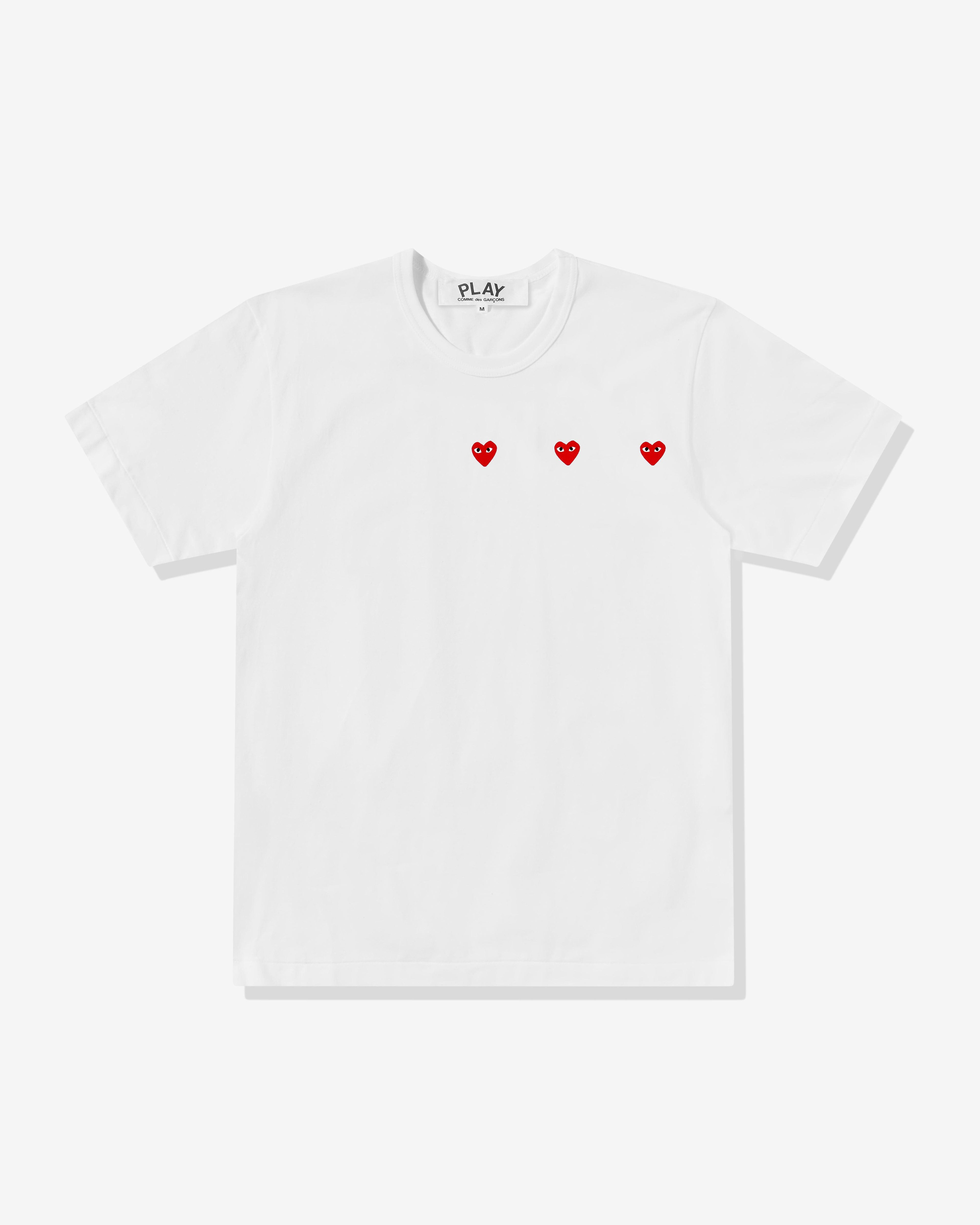 Play - Multi Red Heart T-Shirt - (White) by COMME DES GARCONS