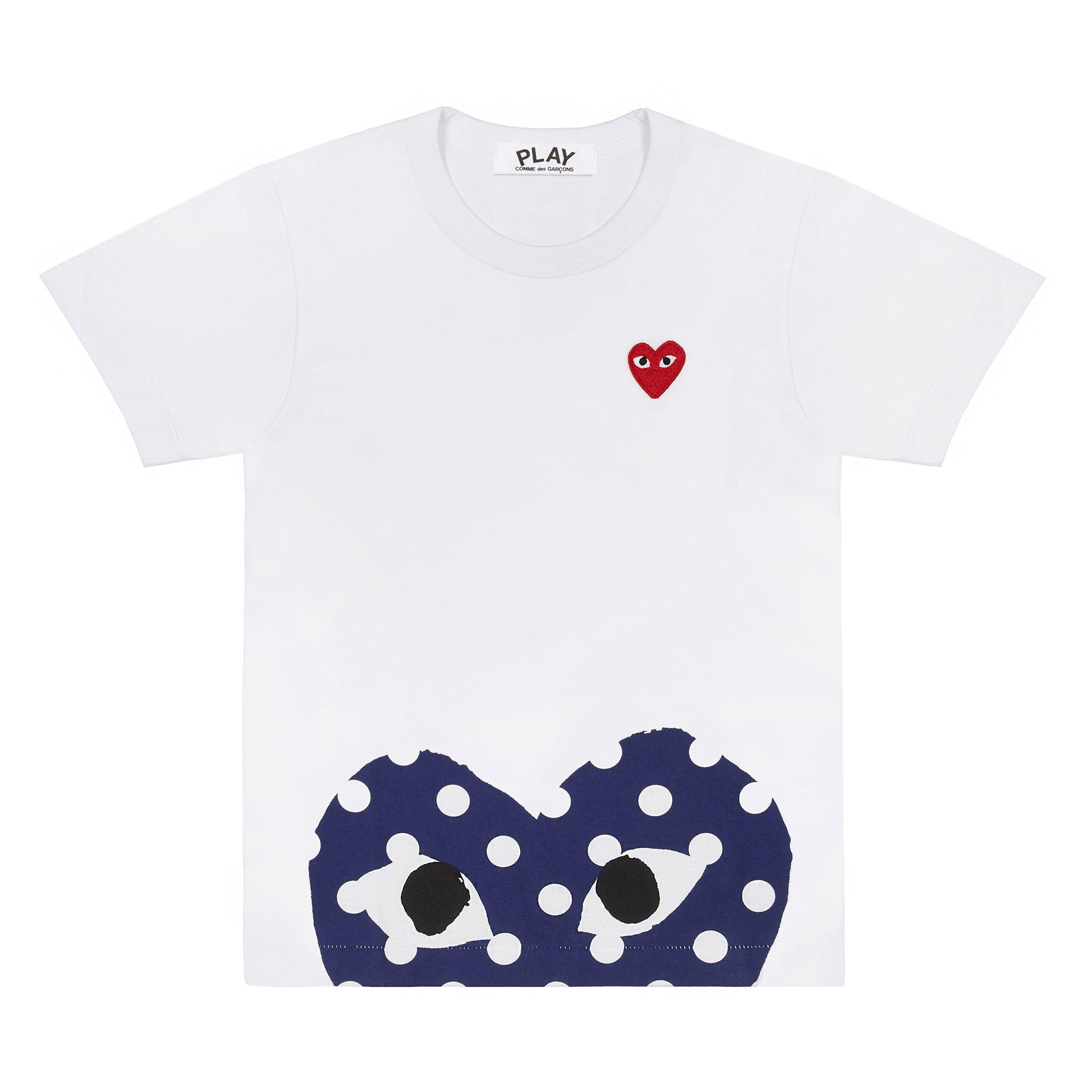 Play - Polka Dot Edge Heart T-Shirt - (White) by COMME DES GARCONS