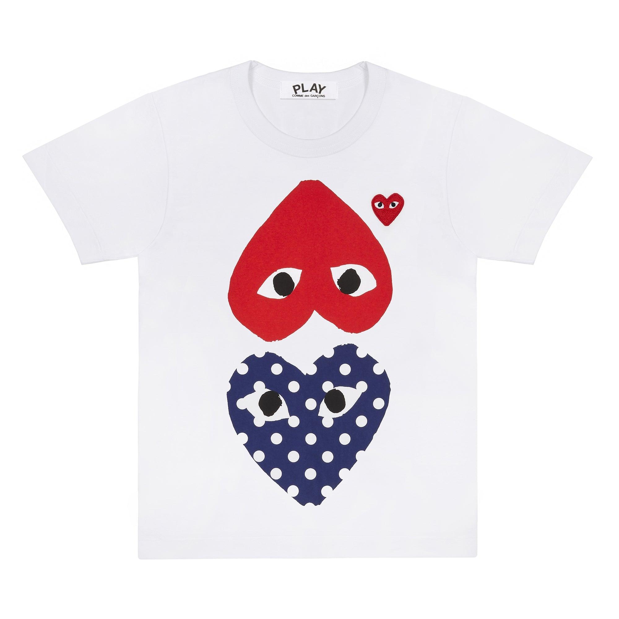 Play - Polka Dot With Upside Down Red Heart T-Shirt - (T239)(T240)(White) by COMME DES GARCONS
