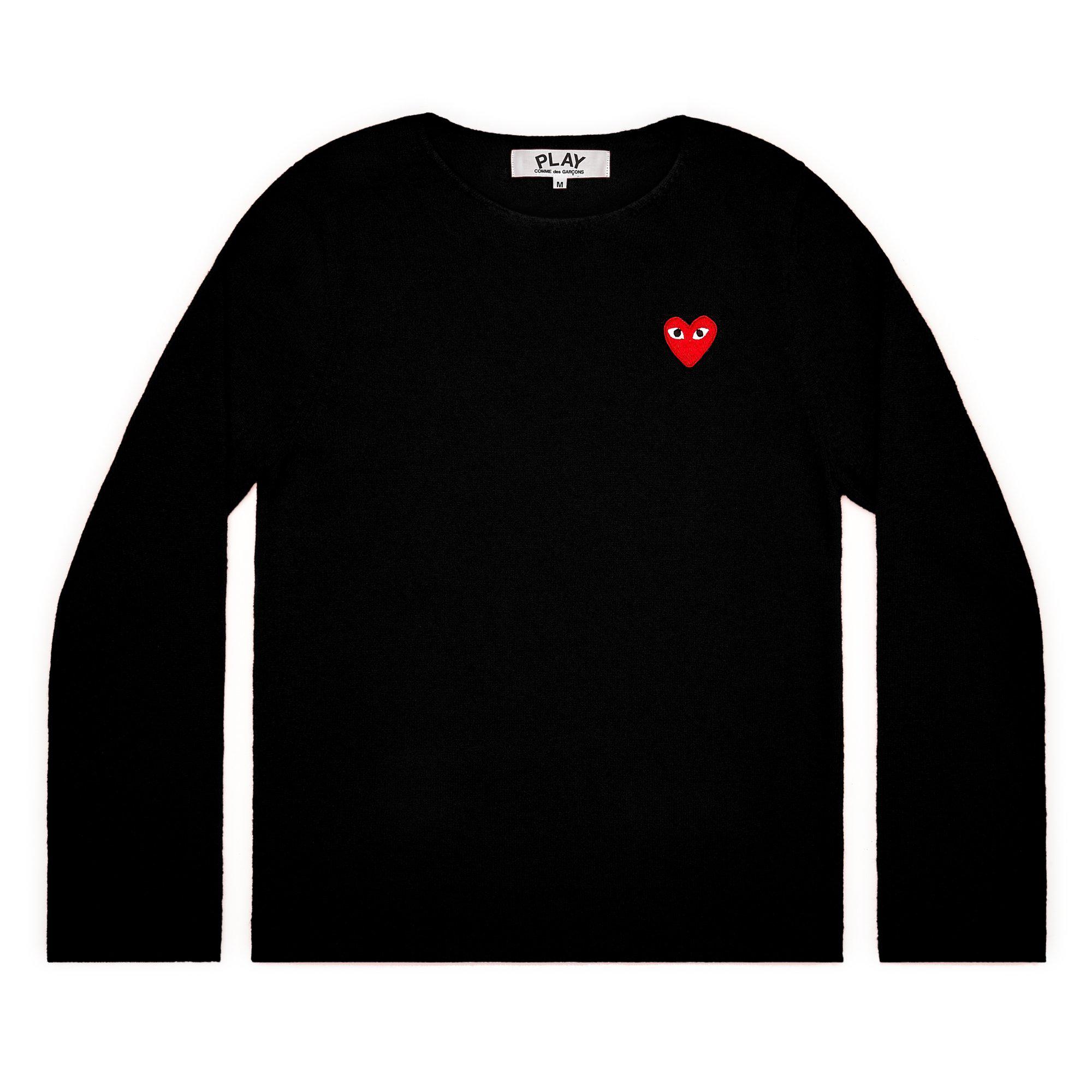 Play - Red Heart Crew Neck Jumper - (Black) by COMME DES GARCONS