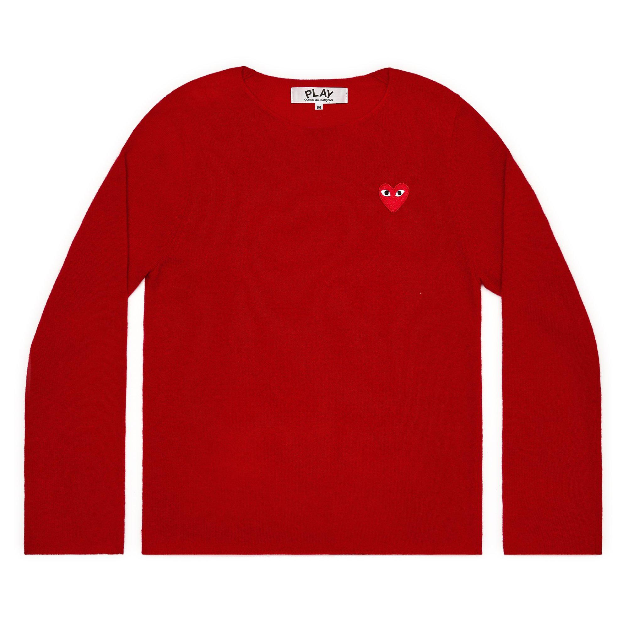 Play - Red Heart Crew Neck Jumper - (Red) by COMME DES GARCONS