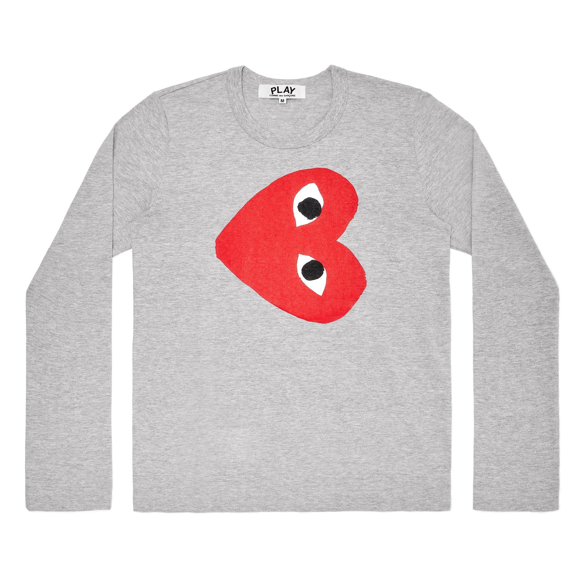 Play - Red Heart Long-Sleeve - (Grey) by COMME DES GARCONS