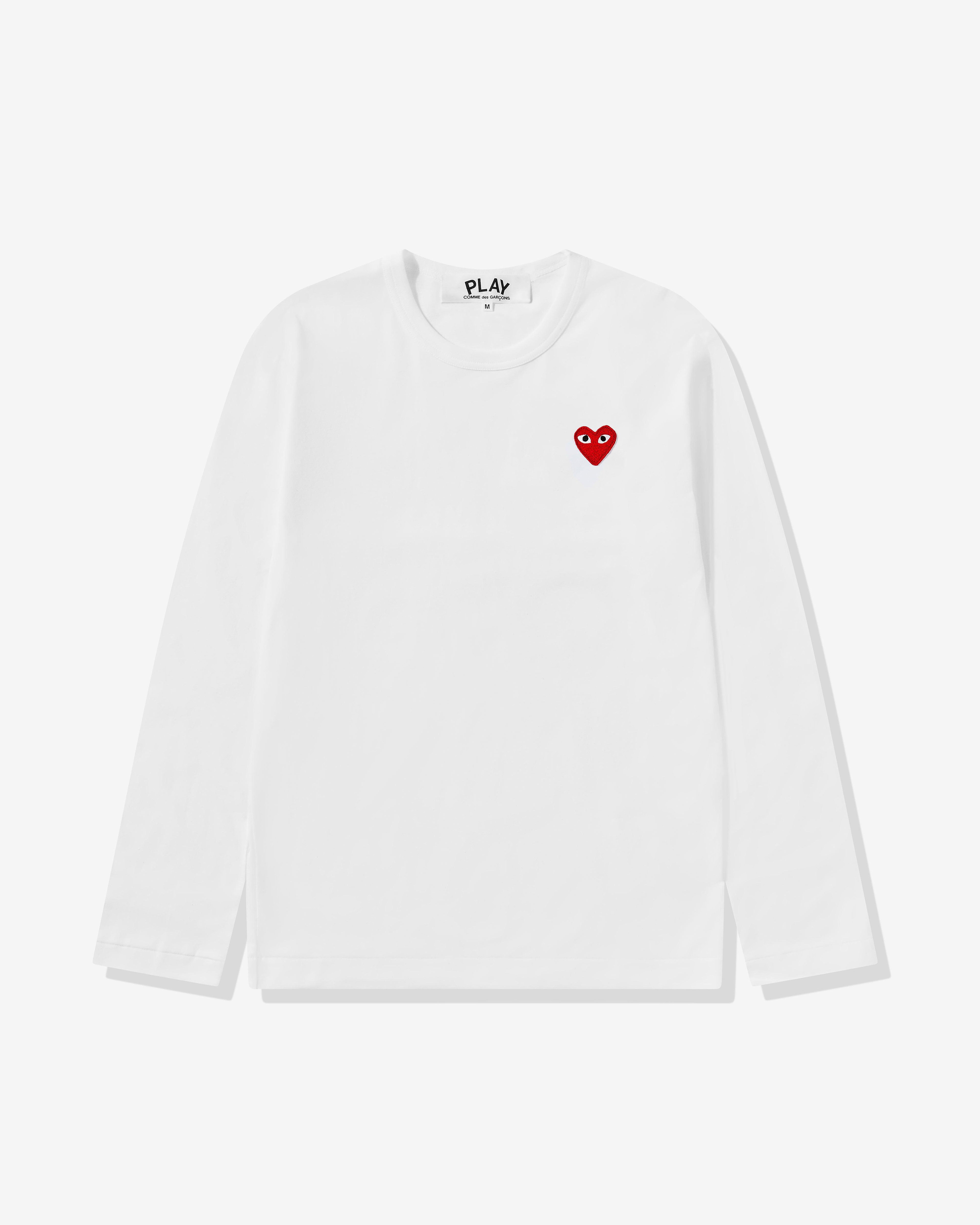 Play - Red Heart Long Sleeve T-Shirt - (White) by COMME DES GARCONS