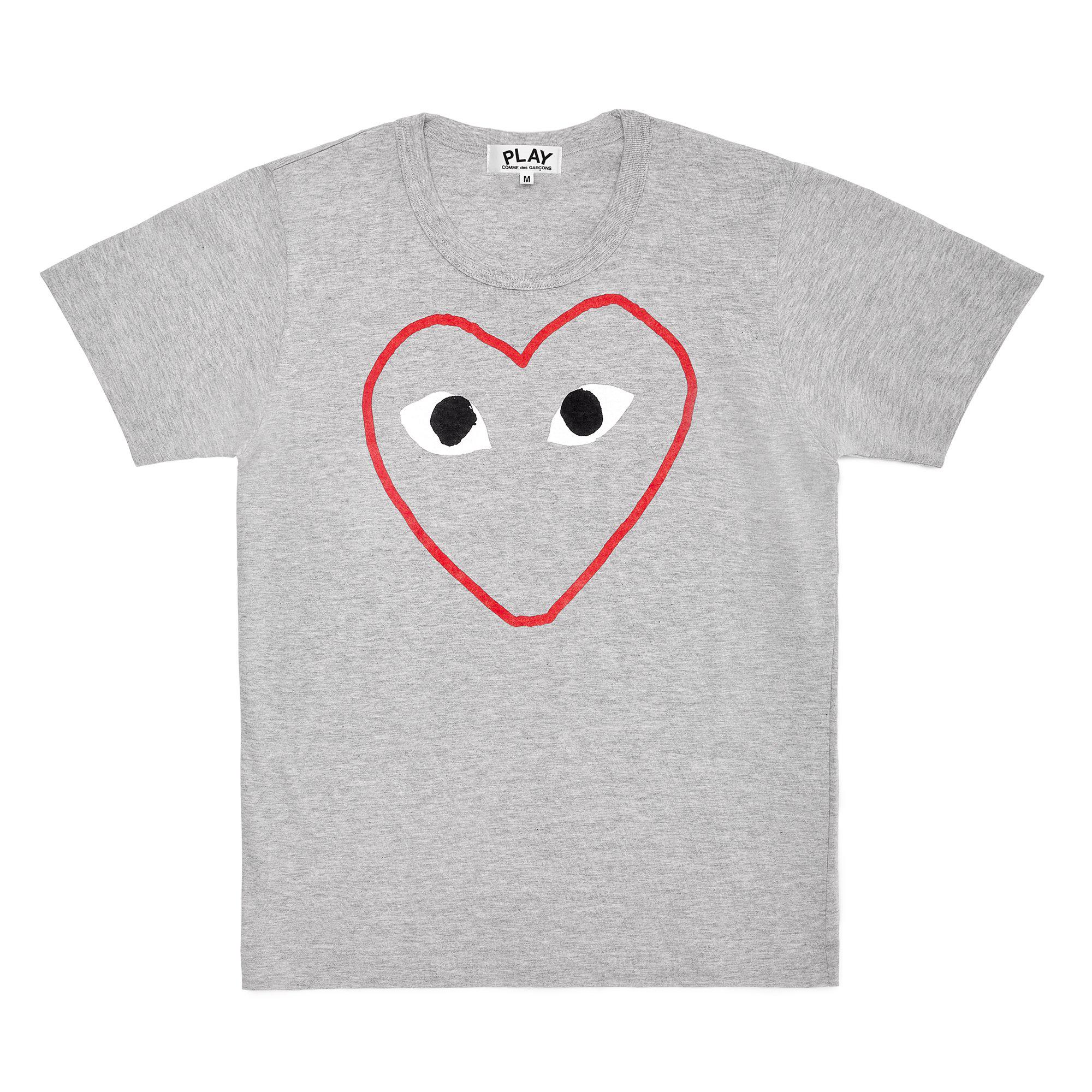 Play - Red Heart Sketch T-Shirt - (Grey) by COMME DES GARCONS