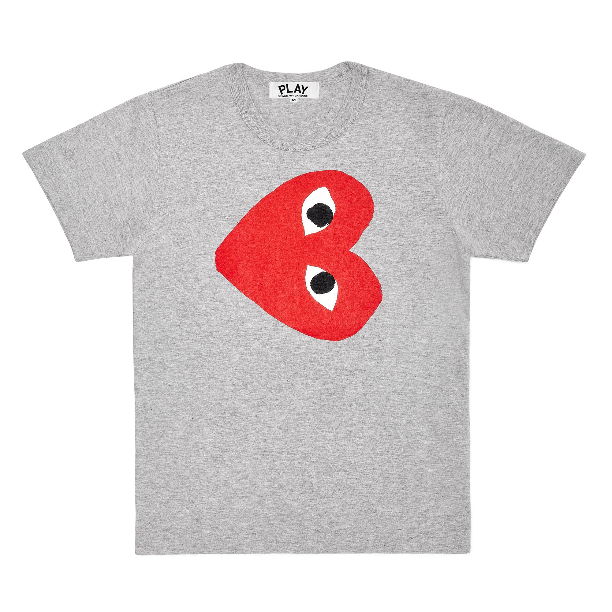 Play - Red Heart T-Shirt - (Grey) by COMME DES GARCONS