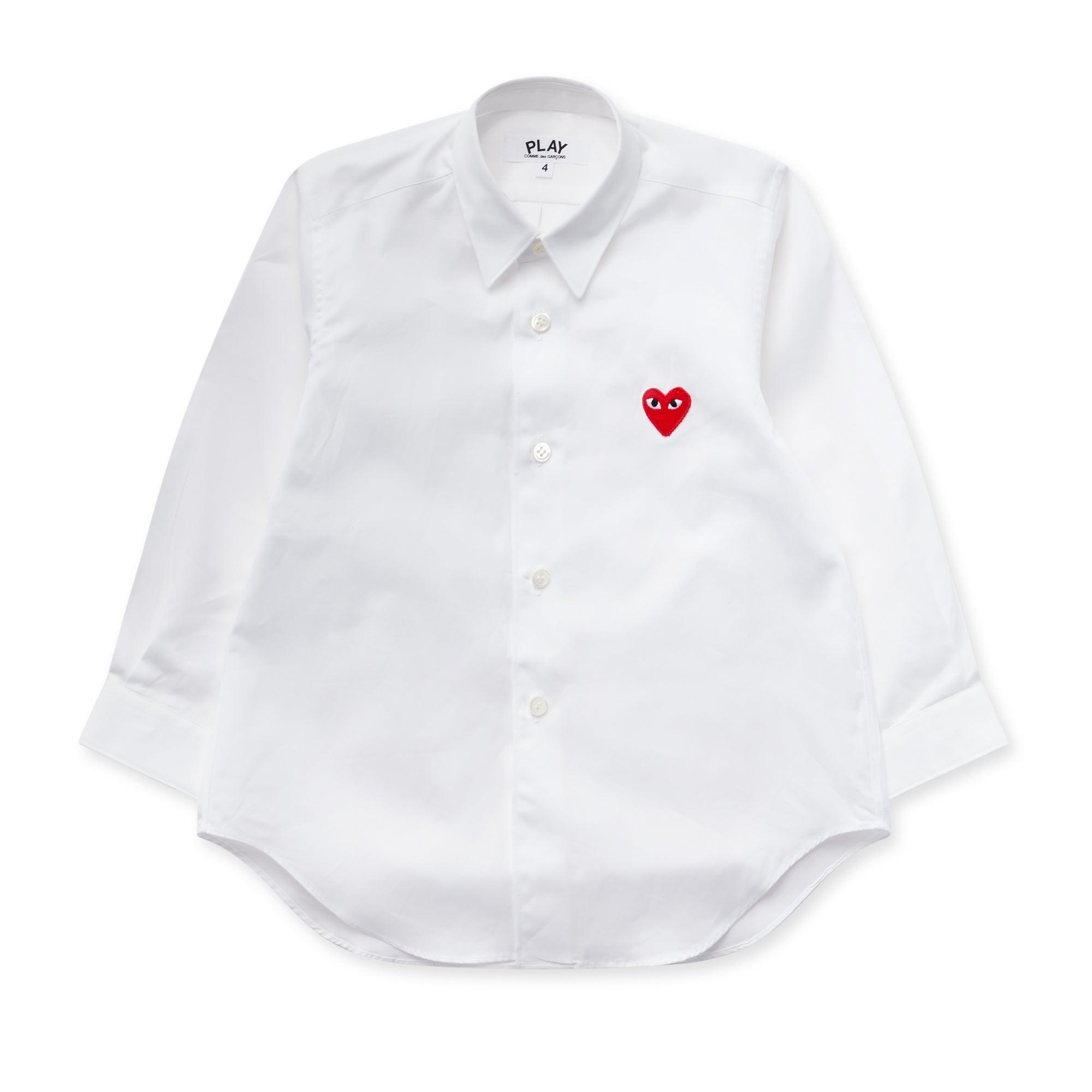 Play - Red Kid’s Shirt - (White) by COMME DES GARCONS