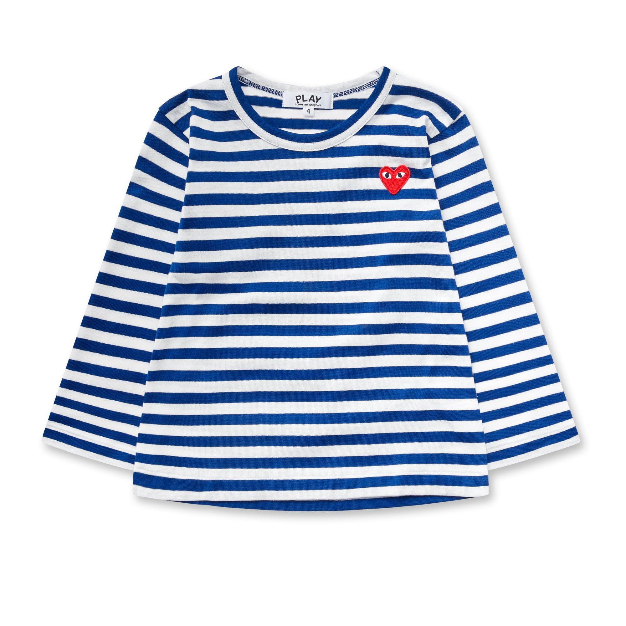 Play - Red Kid’s Striped Long Sleeve T-Shirt - (Blue) by COMME DES GARCONS