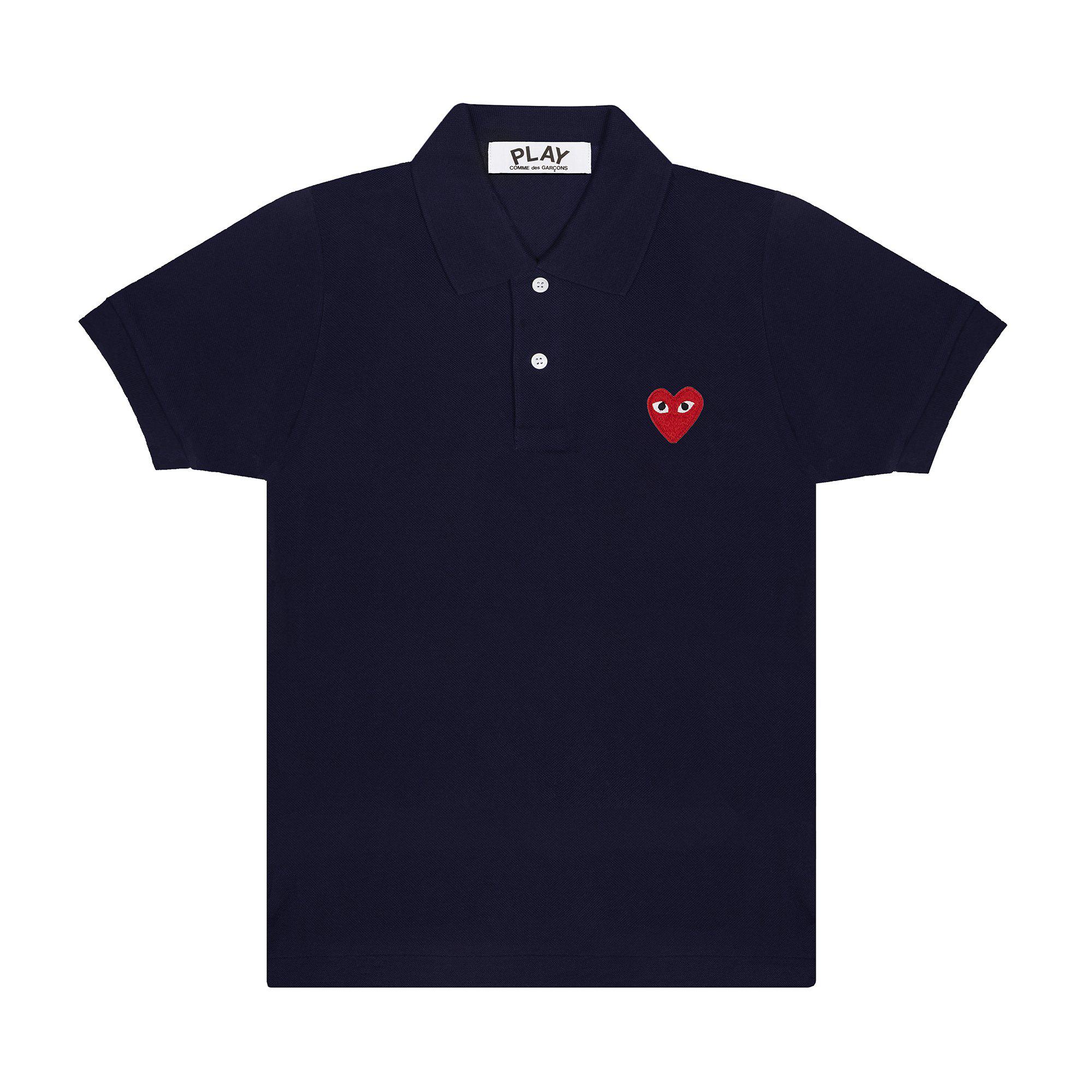Play - Red Polo Shirt - (Navy) by COMME DES GARCONS