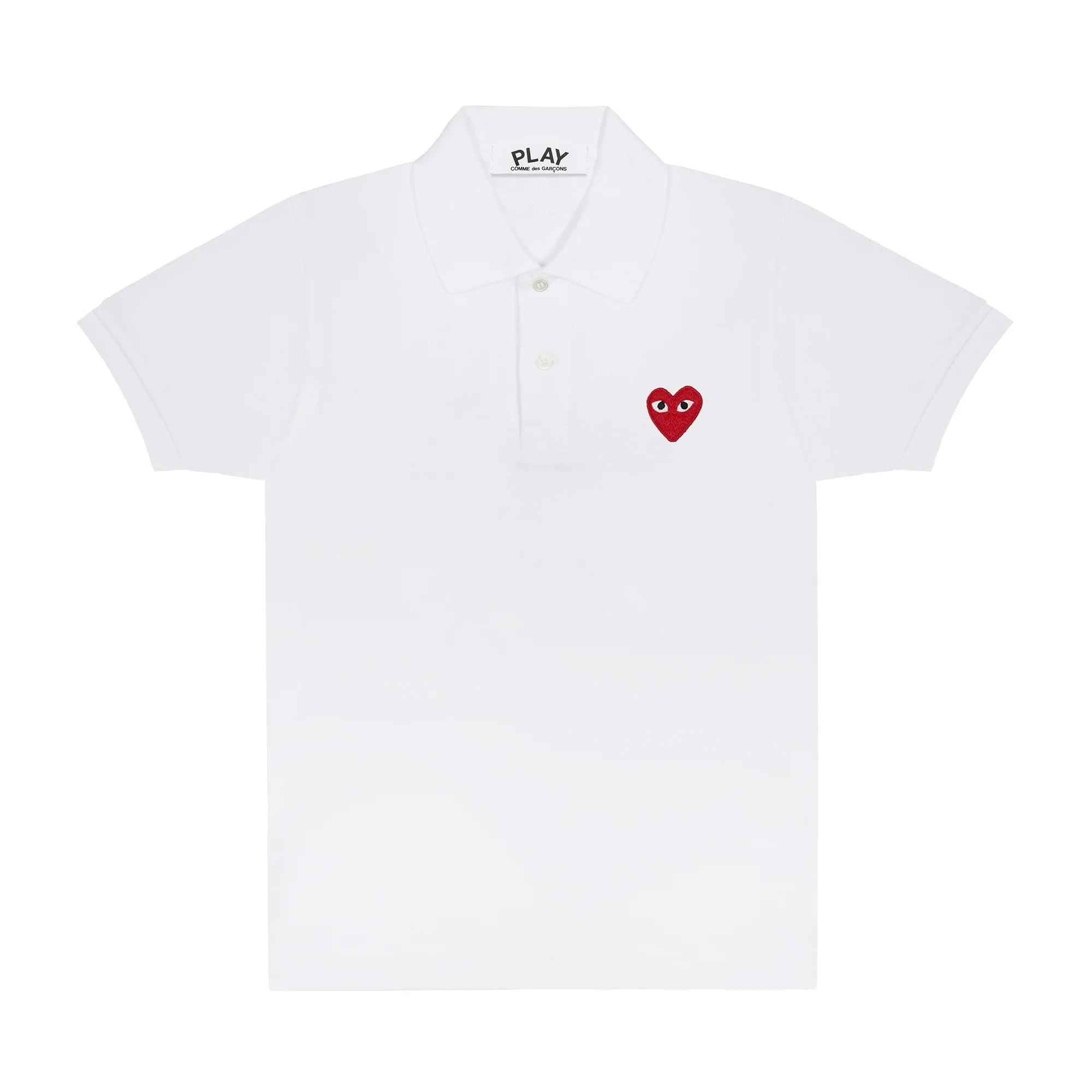 Play - Red Polo Shirt - (T005)(T006)(White) by COMME DES GARCONS