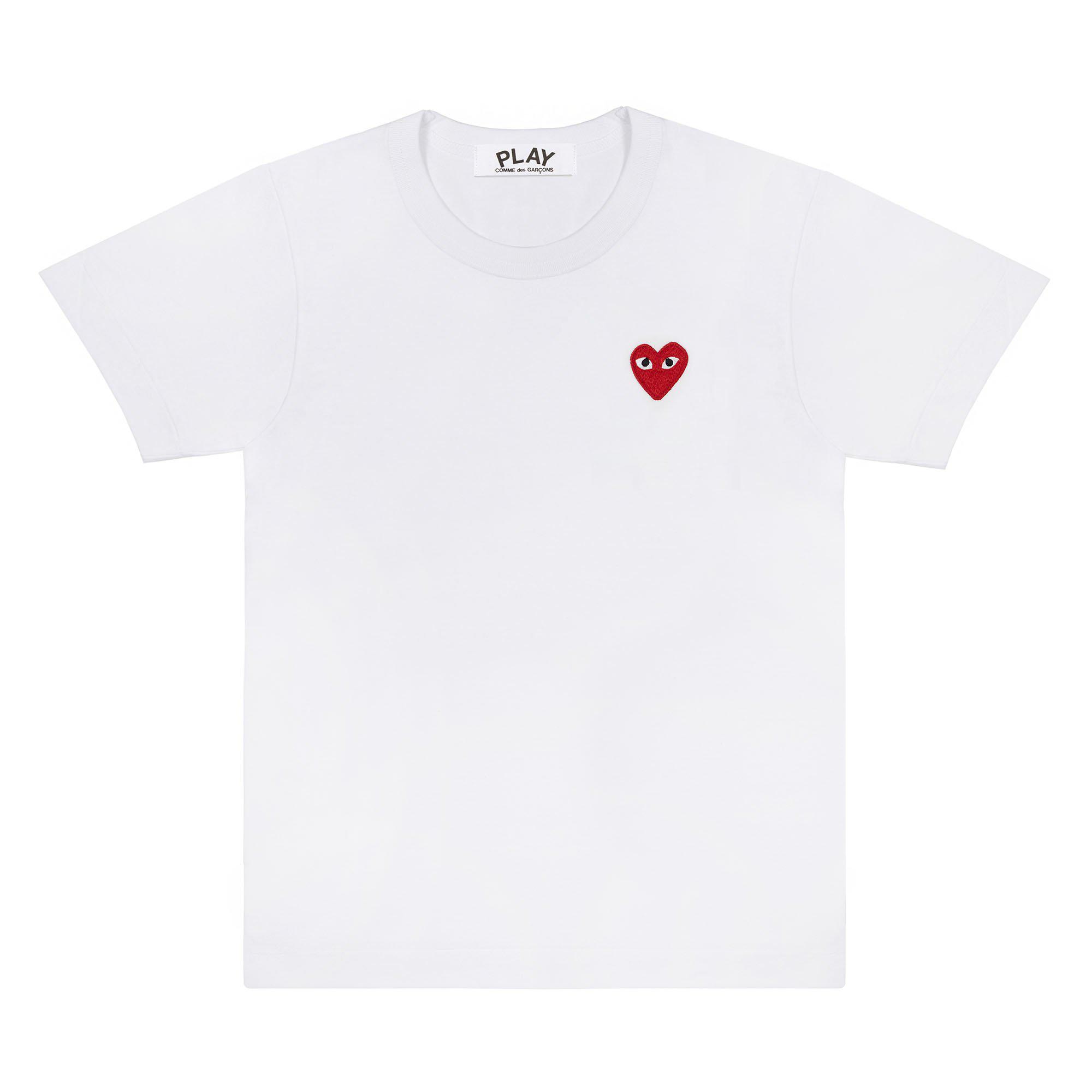 Play - Red T-Shirt - (White) by COMME DES GARCONS