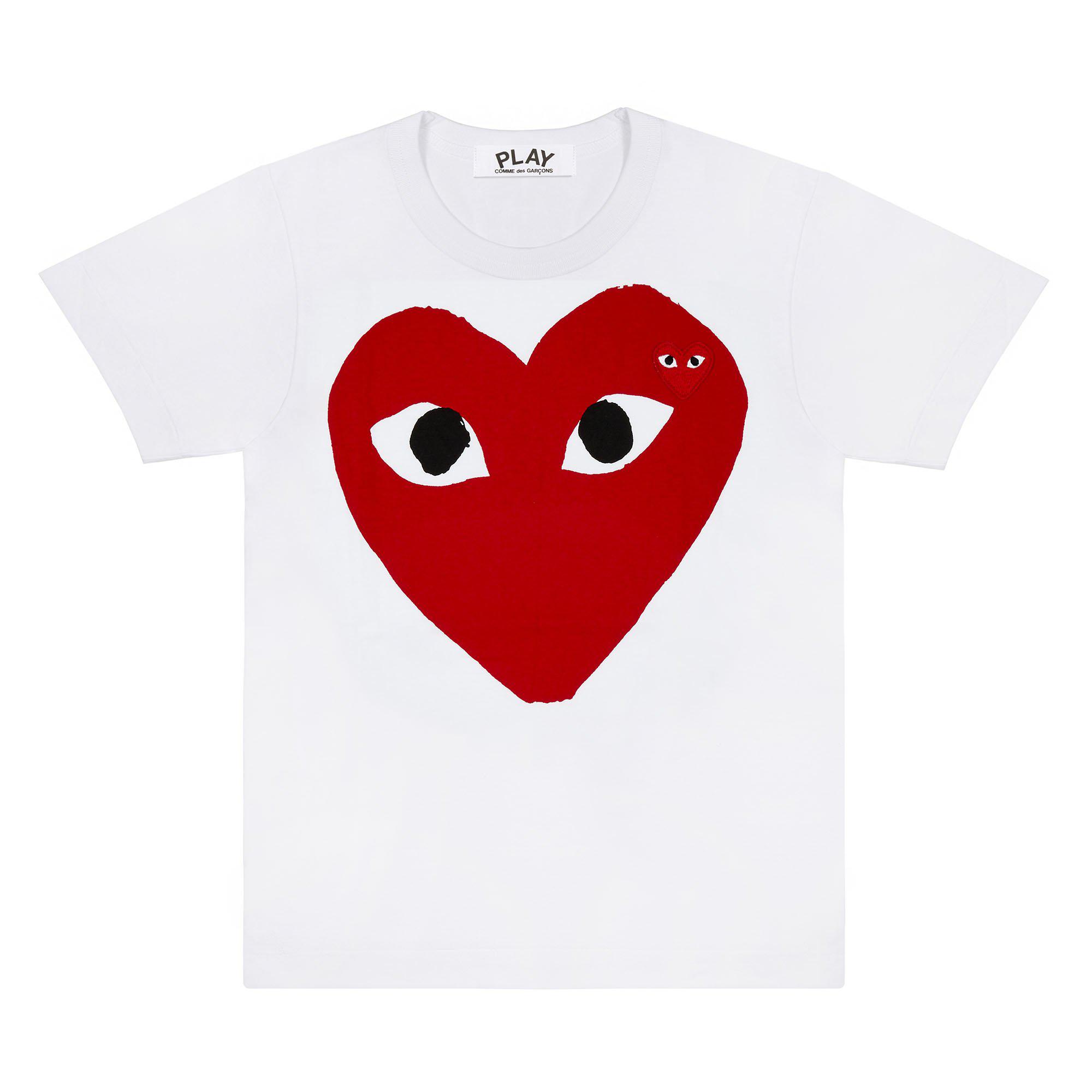 Play - Red T-Shirt - (White) by COMME DES GARCONS
