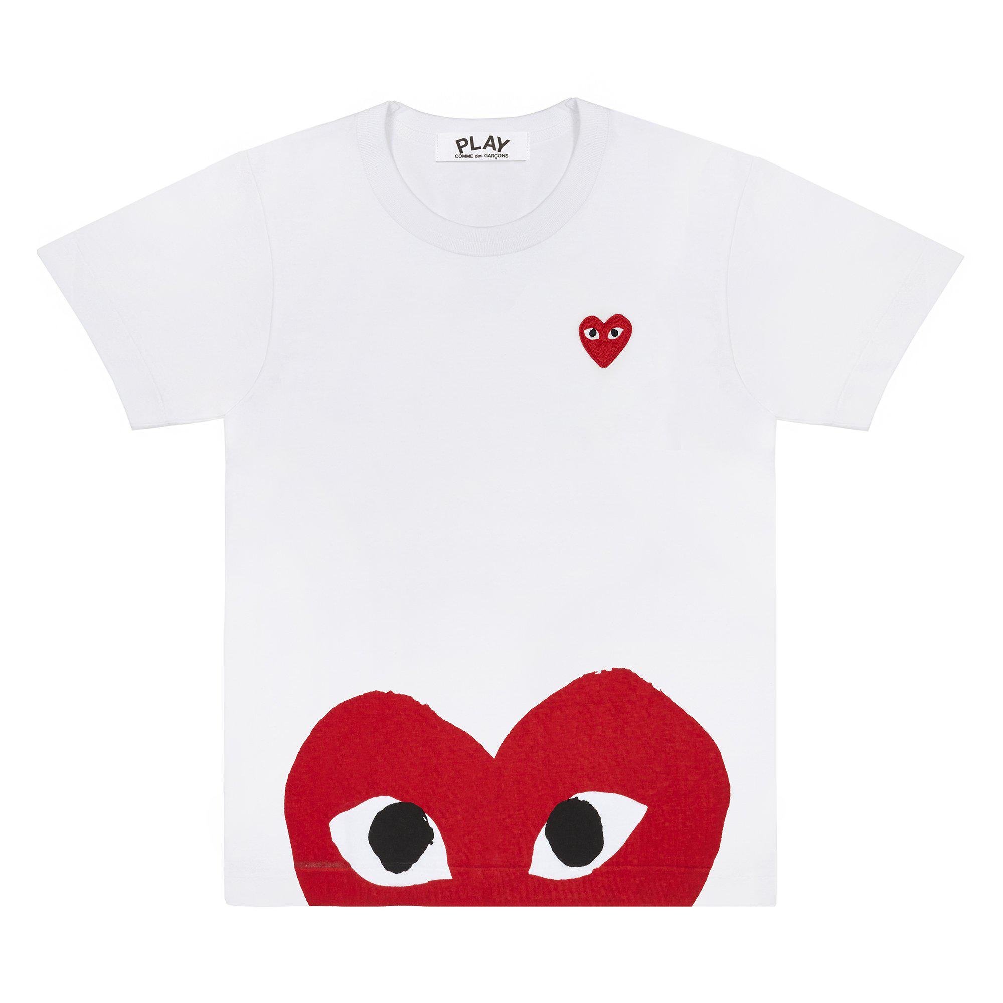 Play - Red T-Shirt - (White) by COMME DES GARCONS