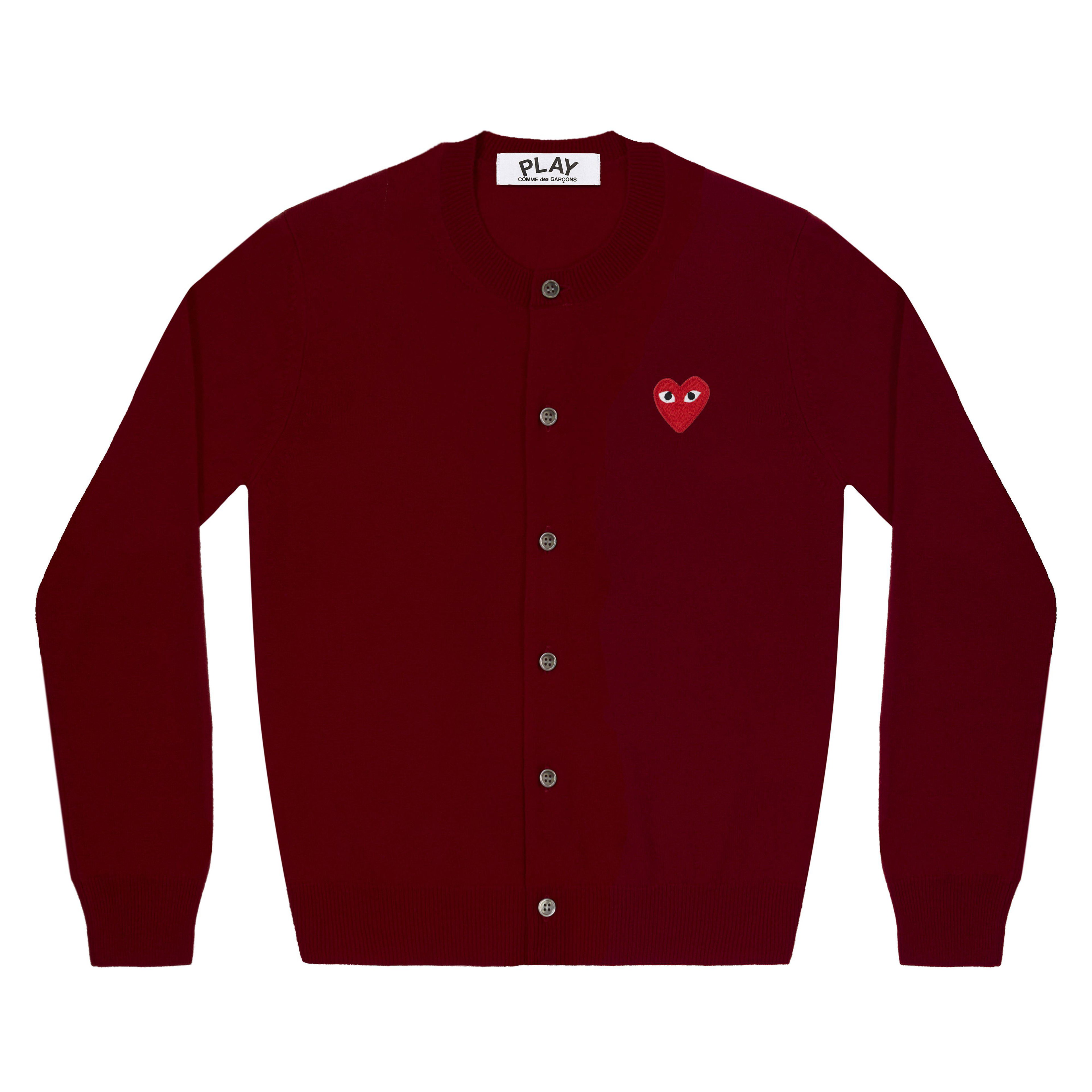 Play - Red Women’s Cardigan - (Burgundy) by COMME DES GARCONS