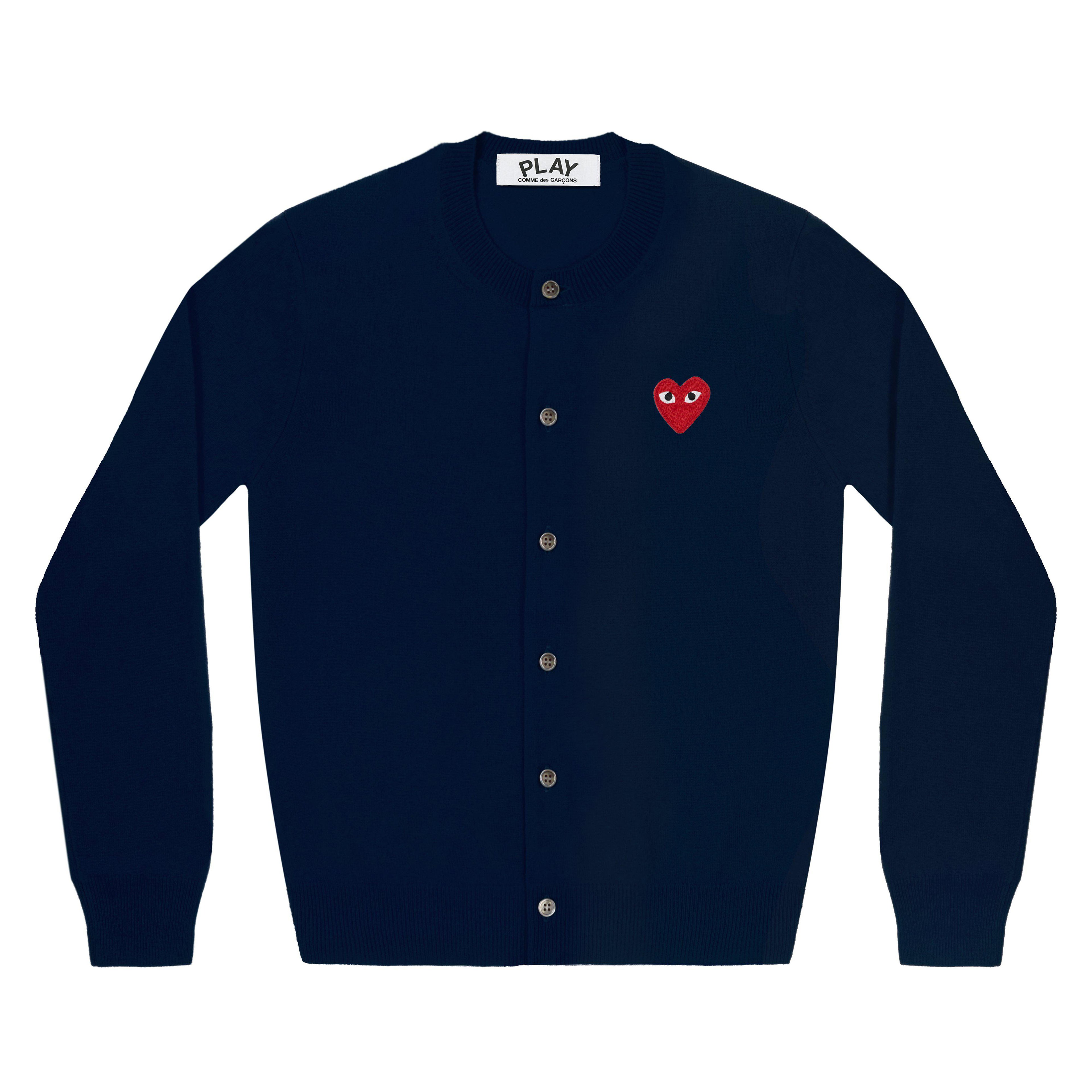 Play - Red Women’s Cardigan - (Navy) by COMME DES GARCONS