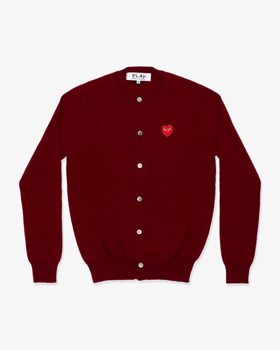 Play - Rhinestone Round-Neck Cardigan - (Red) by COMME DES GARCONS