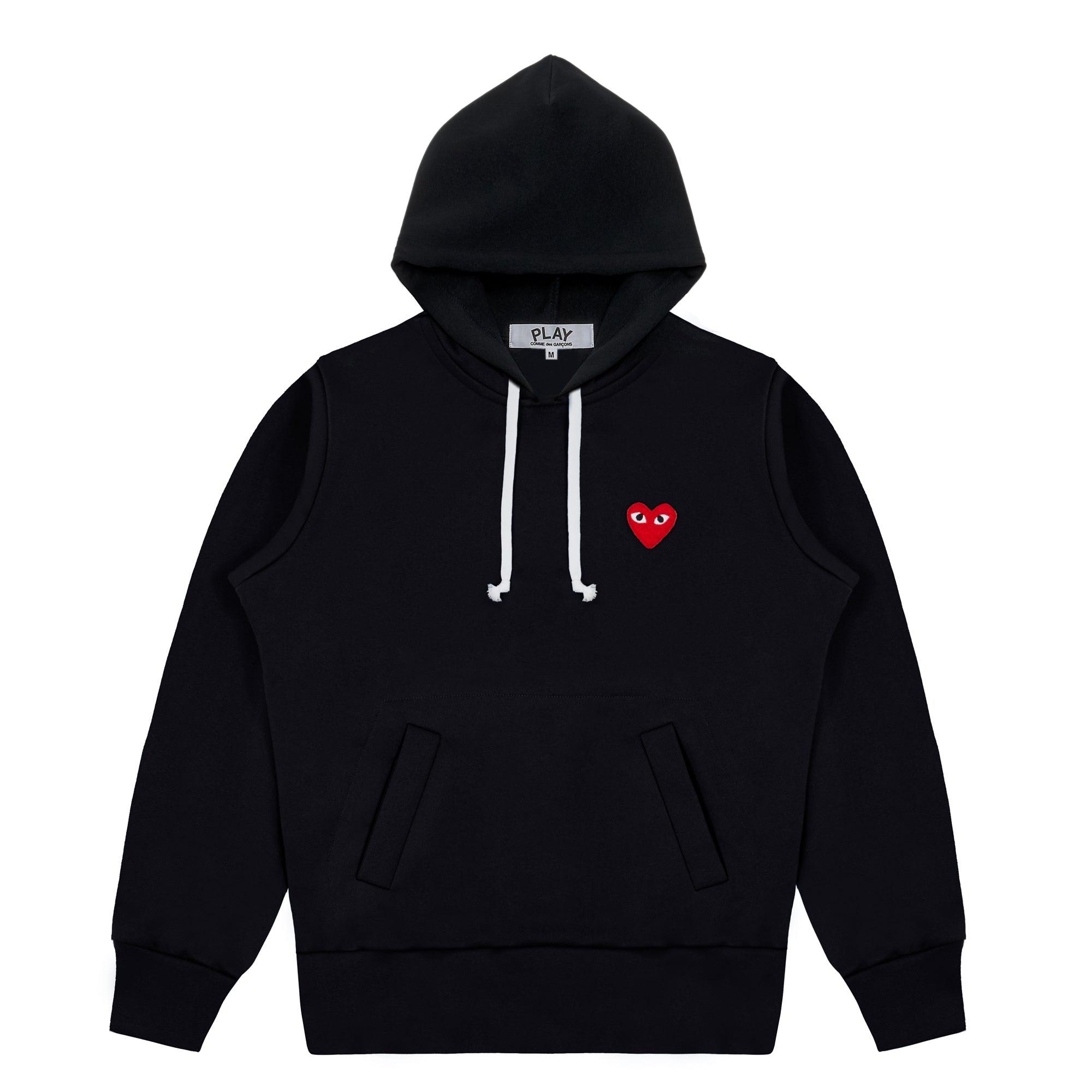 Play - Single Heart Hoodie - (Black) by COMME DES GARCONS
