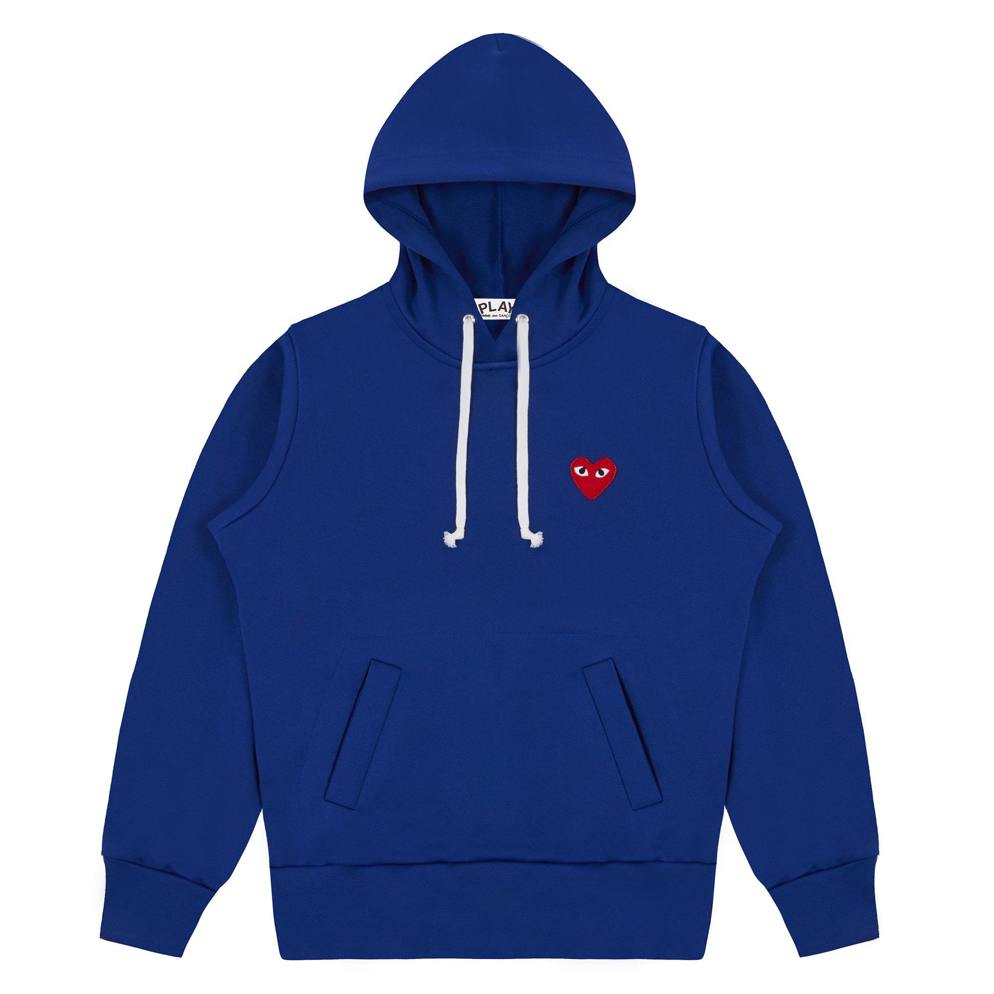 Play - Single Heart Hoodie - (Navy) by COMME DES GARCONS