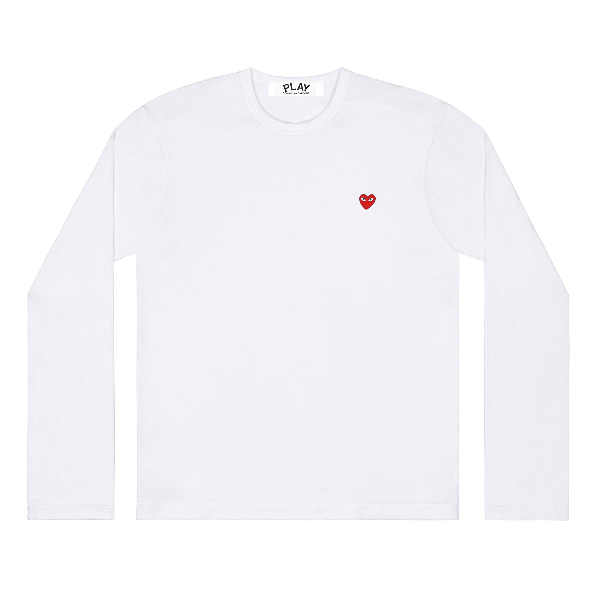 Play - Small Red Heart Long Sleeve T-Shirt - (White) by COMME DES GARCONS