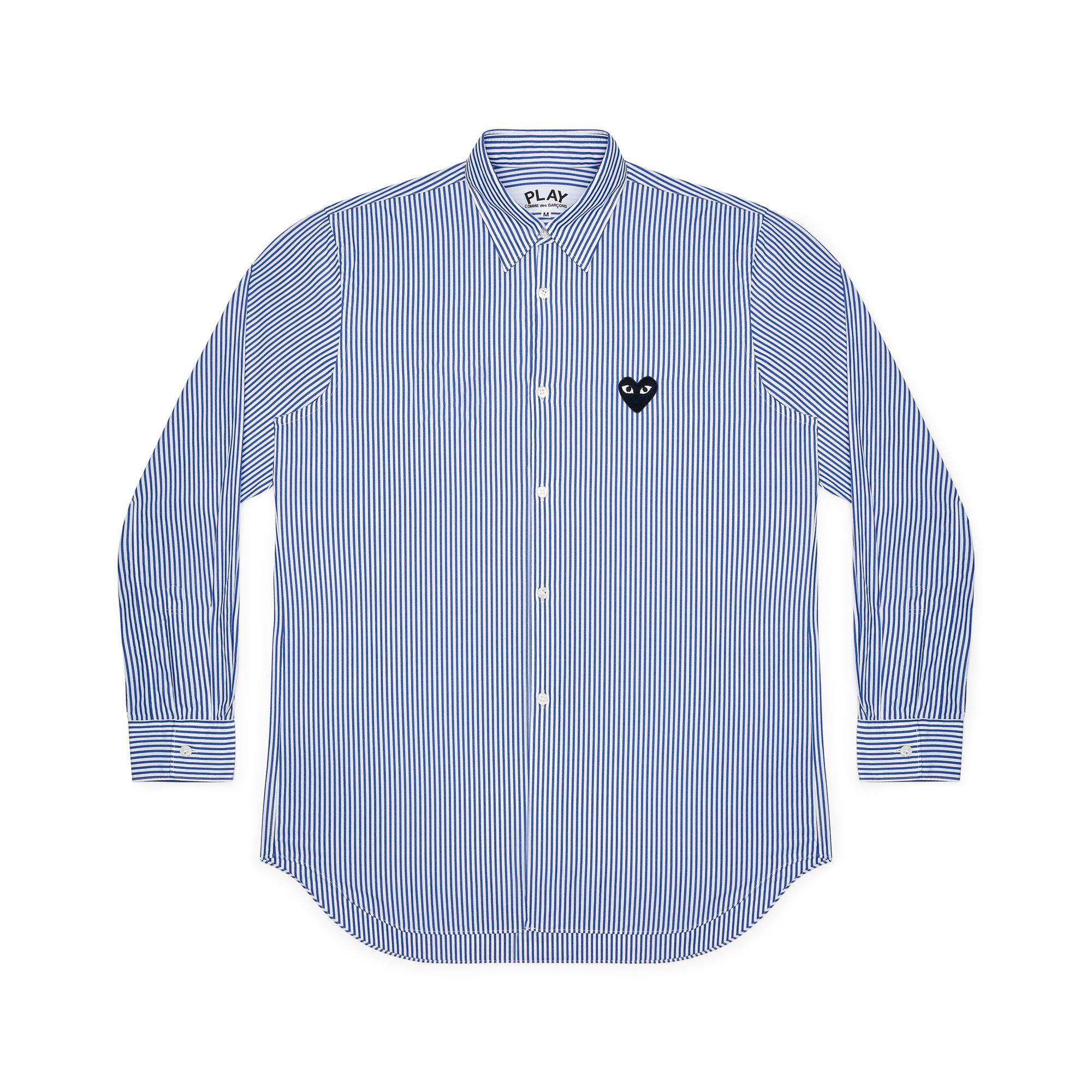 Play - Striped Shirt - (Blue) by COMME DES GARCONS