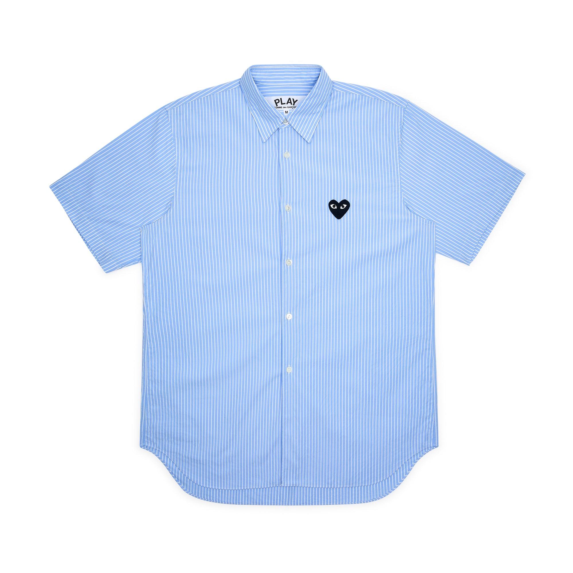 Play - Striped Short Sleeve Shirt - (Light Blue) by COMME DES GARCONS