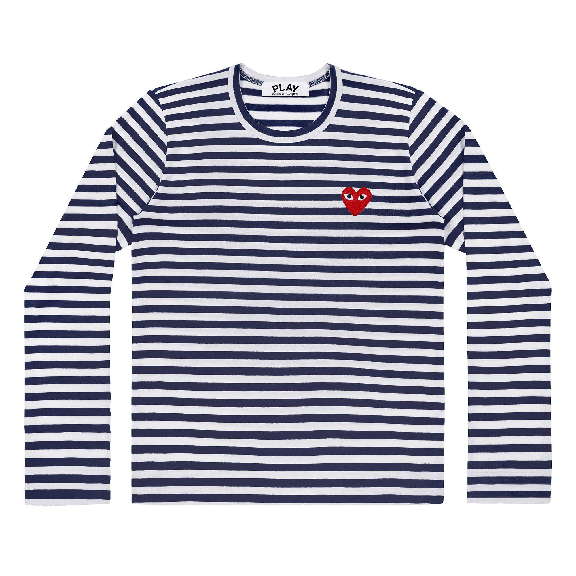 Play - Striped T-Shirt - (Navy/White) by COMME DES GARCONS