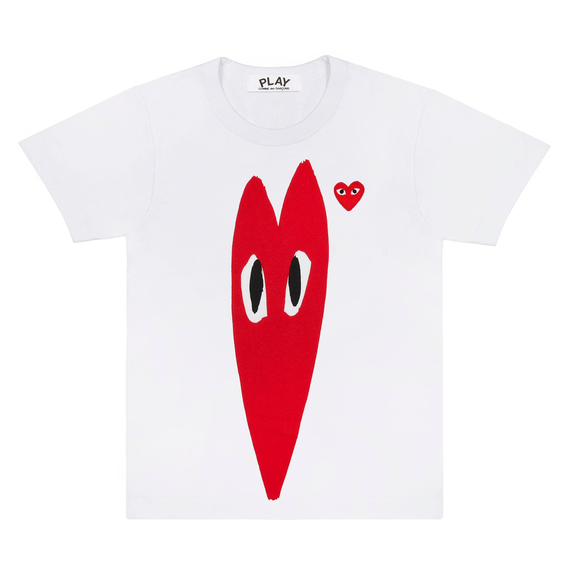 Play - T-Shirt with Red Heart - (White) by COMME DES GARCONS