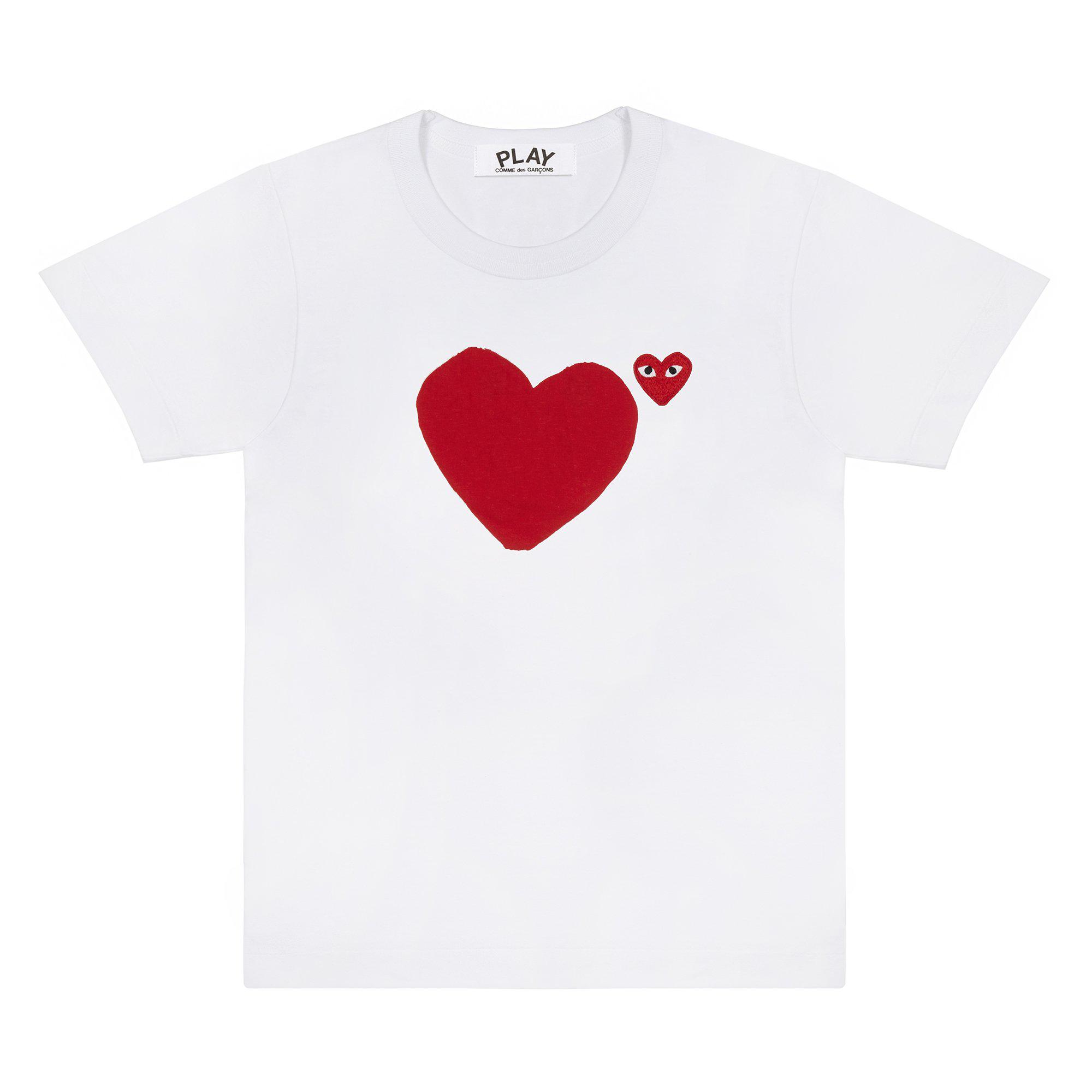 Play - T-Shirt with Red Heart - (White) by COMME DES GARCONS
